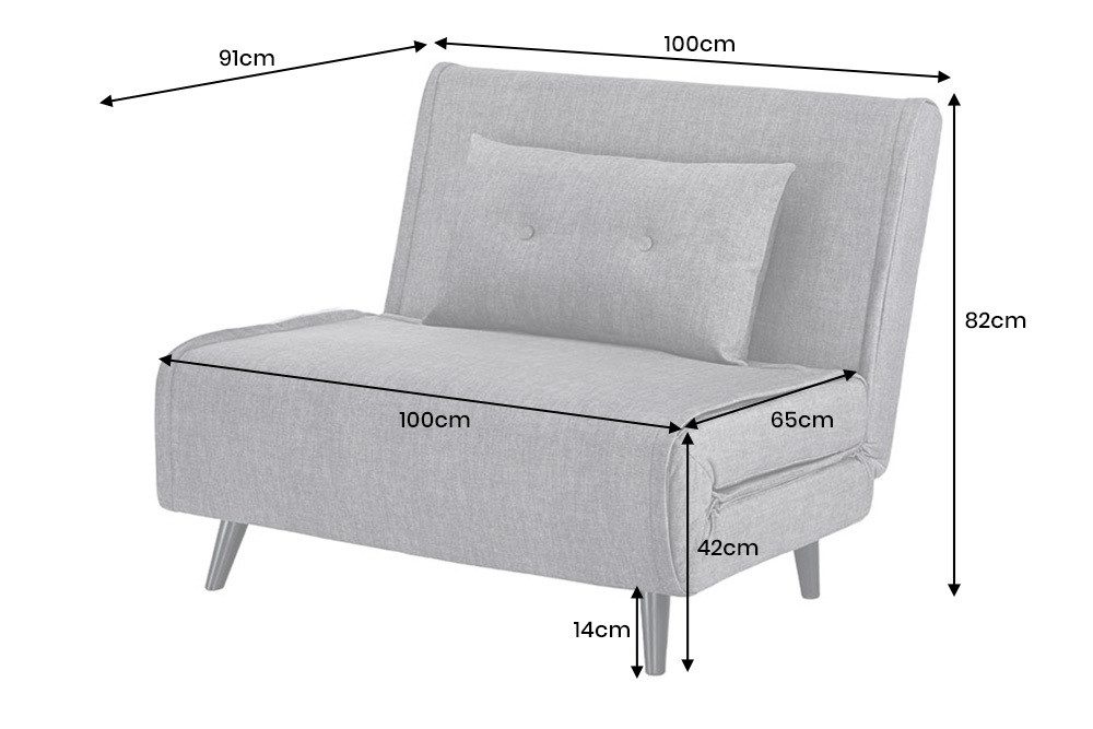 riess-ambiente Relaxsessel SMART MULTIFUNCTION 100cm grau- Samt, Bettfunktion, mit Kissen (Einzelartikel, 1-St), ausziehbare Schlafgelegenheit - ideal für Wohn- oder Gästezimmer