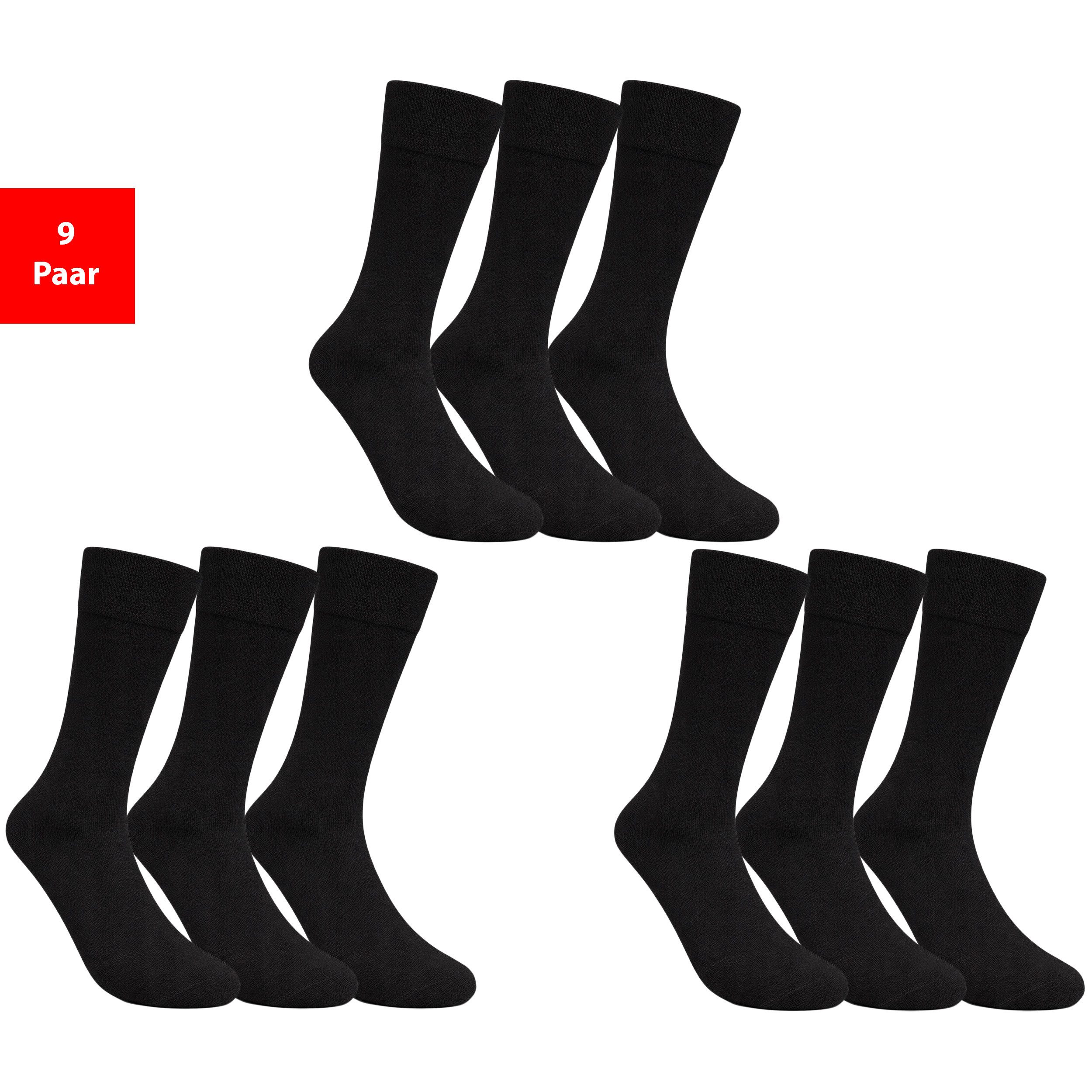 Fashionschmiede Gesundheitssocken Socken ohne Gummibund & Naht – Komfort Baumwolle Damen Herren (Packung, 9-Paar, 9 Paar) Nahtlos, druckfrei, atmungsaktiv, non-binding, ideal für sensible Füße