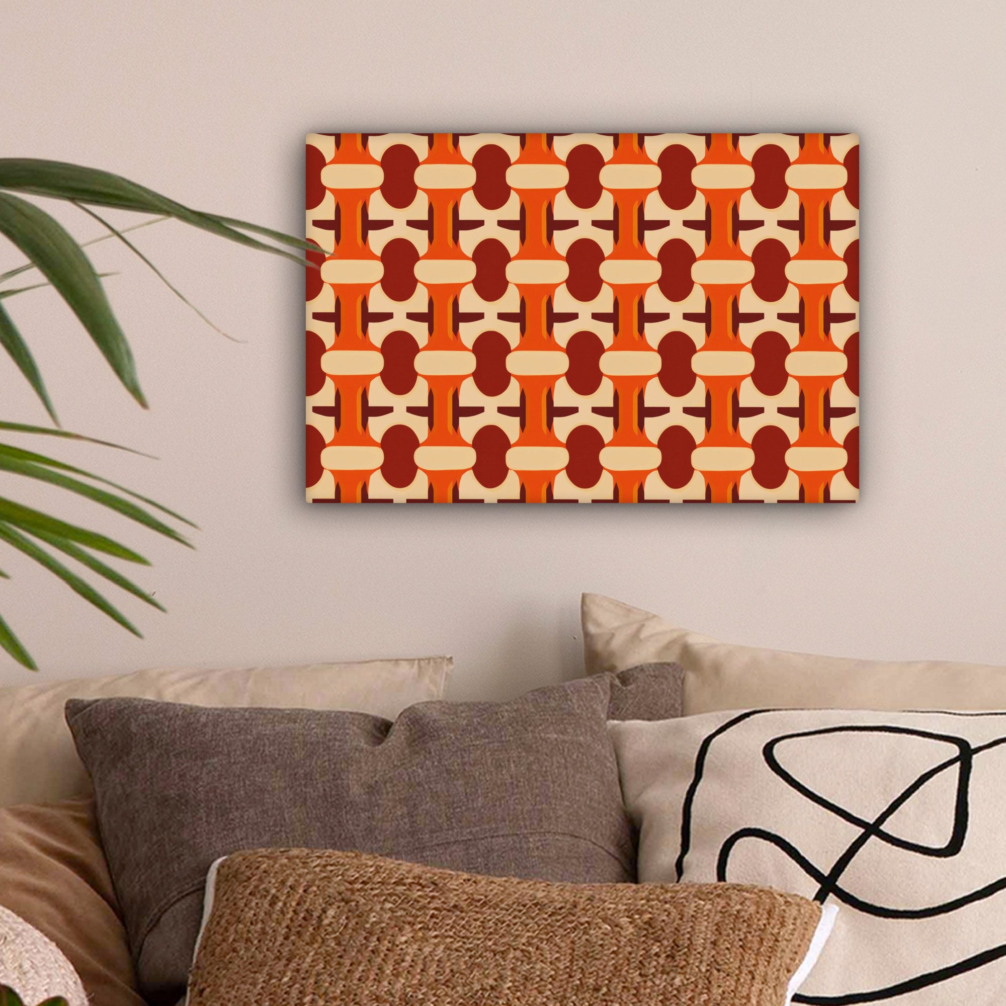 OneMillionCanvasses® Leinwandbild Geometrisch - Retro - Orange, Fotodruck (1 St), Wandbild, Deko Schlafzimmer Wohnzimmer Flur 20x20 cm – Bild 2 von 5