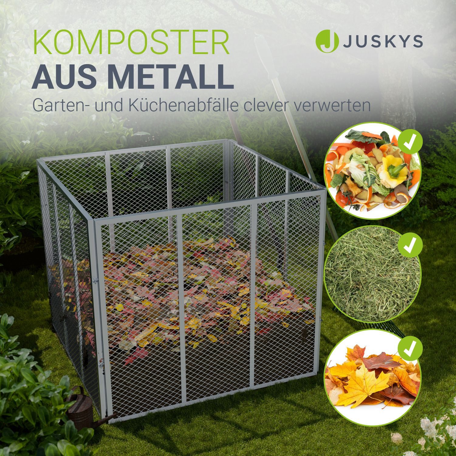 Juskys Komposter, 450 l, (1 St), Stecksystem, einfacher Aufbau, Verzinkt & Witterungsbeständig