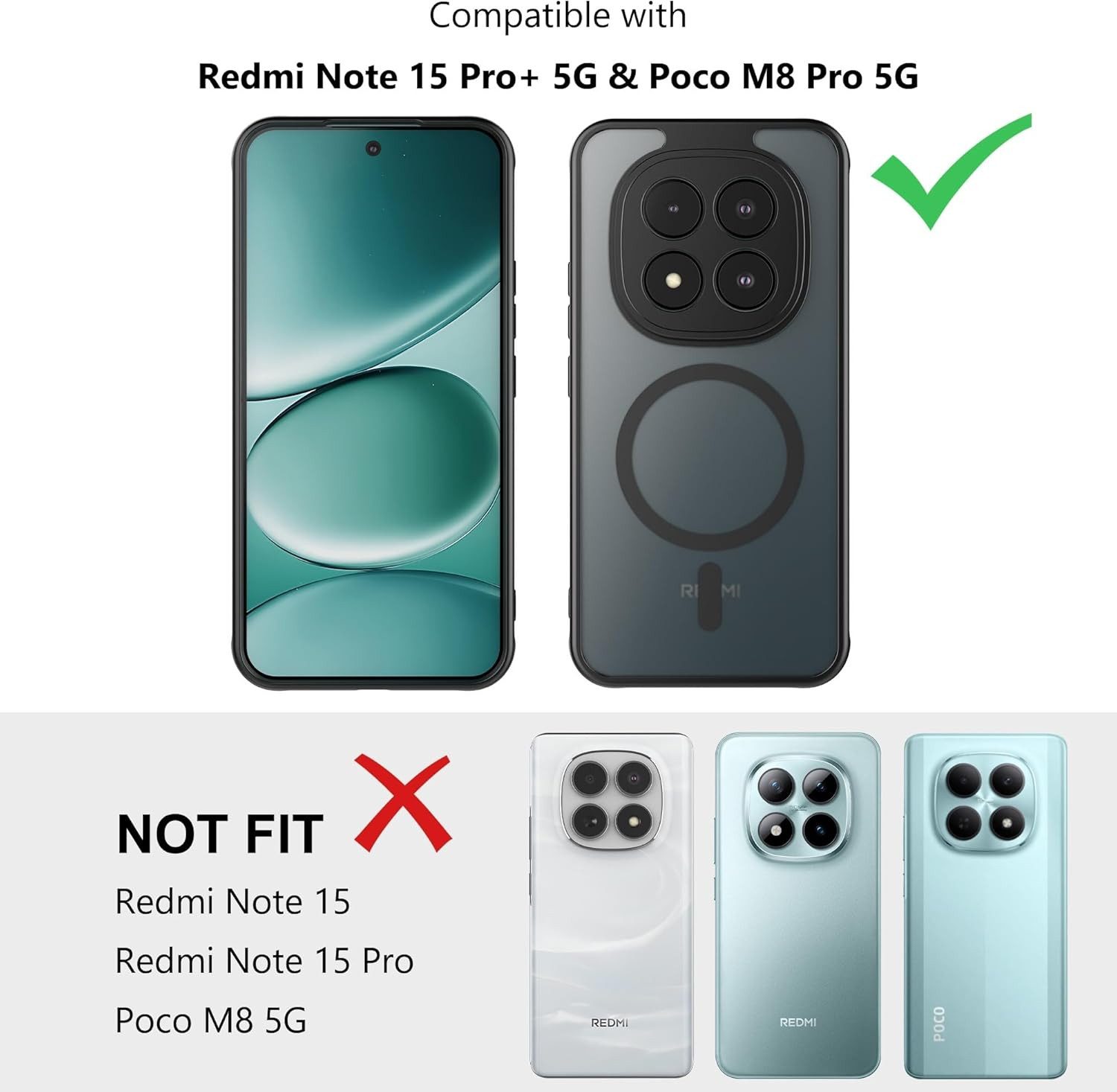 MSM Handyhülle Hülle für Xiaomi Redmi Note 15 Pro+ 5G MagSafe Silikon Schutz Schwarz – Bild 3 von 5