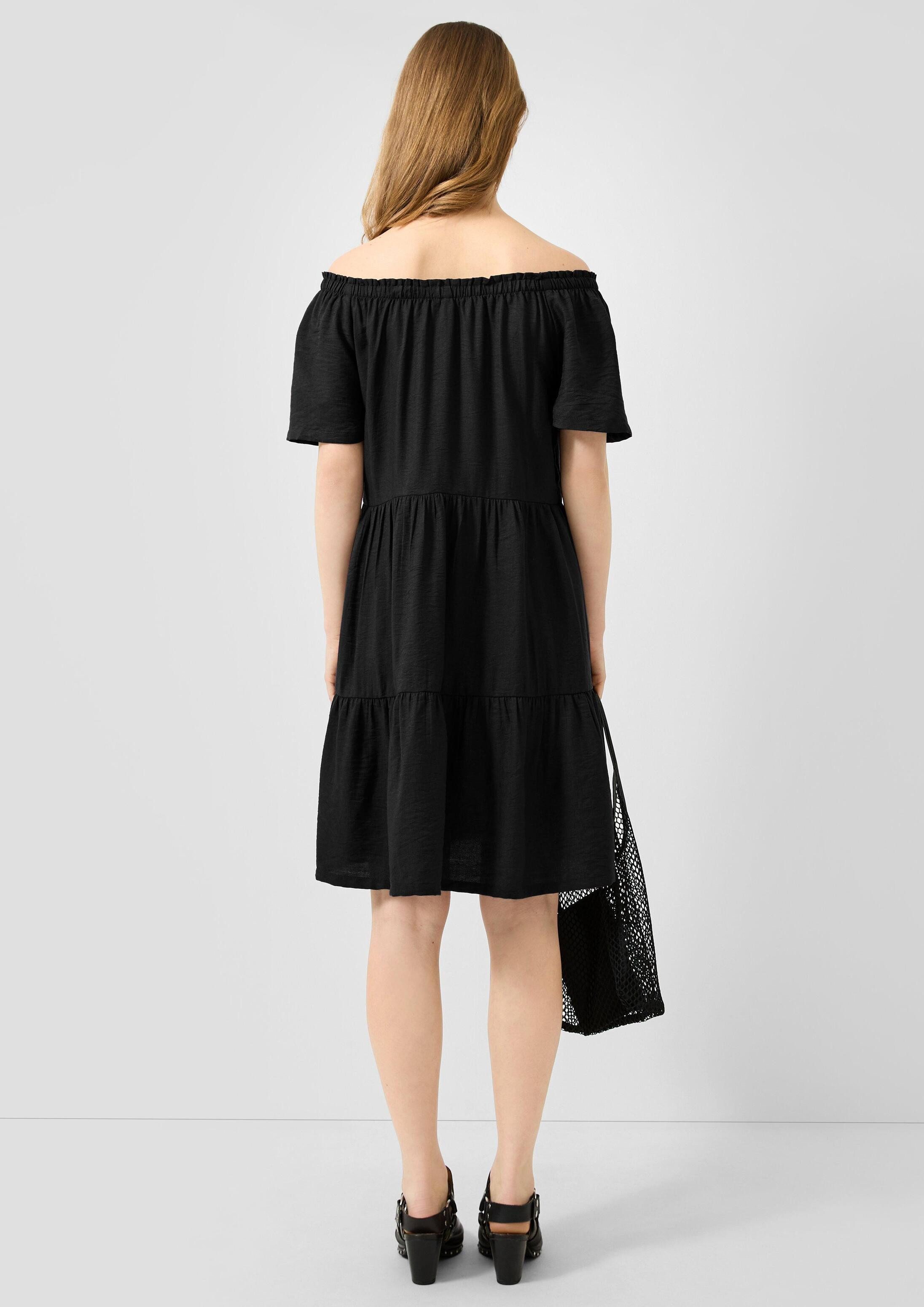 QS Minikleid Kleid Viskosemix-Kleid mit Carmenausschnitt – Bild 3 von 5