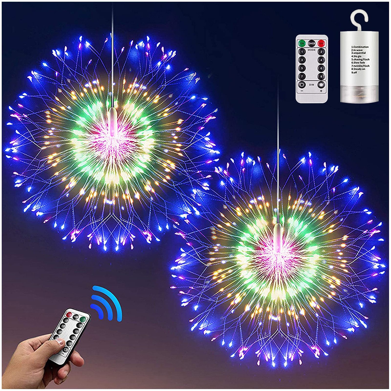 Qualra LED-Lichterkette 200LEDs Feuerwerk Lichterkette Batterie 8 Modi Häng günstig online kaufen