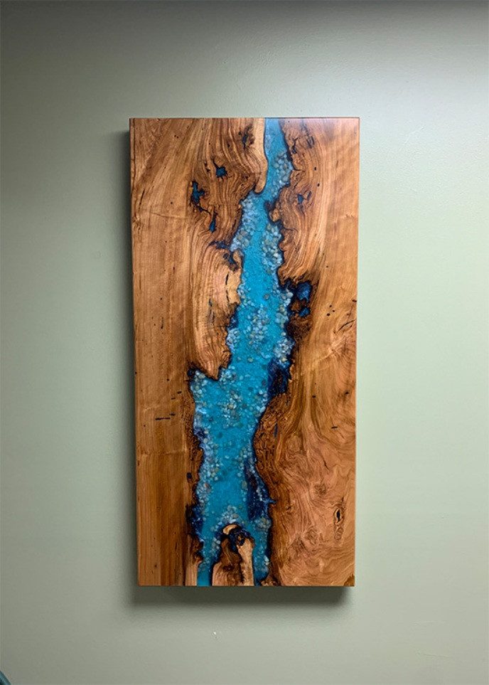 Xlmoebel Couchtisch Epoxidharz-Couchtisch mit Holzdesign und glasklarer Harzveredelung (1-St., Couchtisch), Hergestellt in Europa