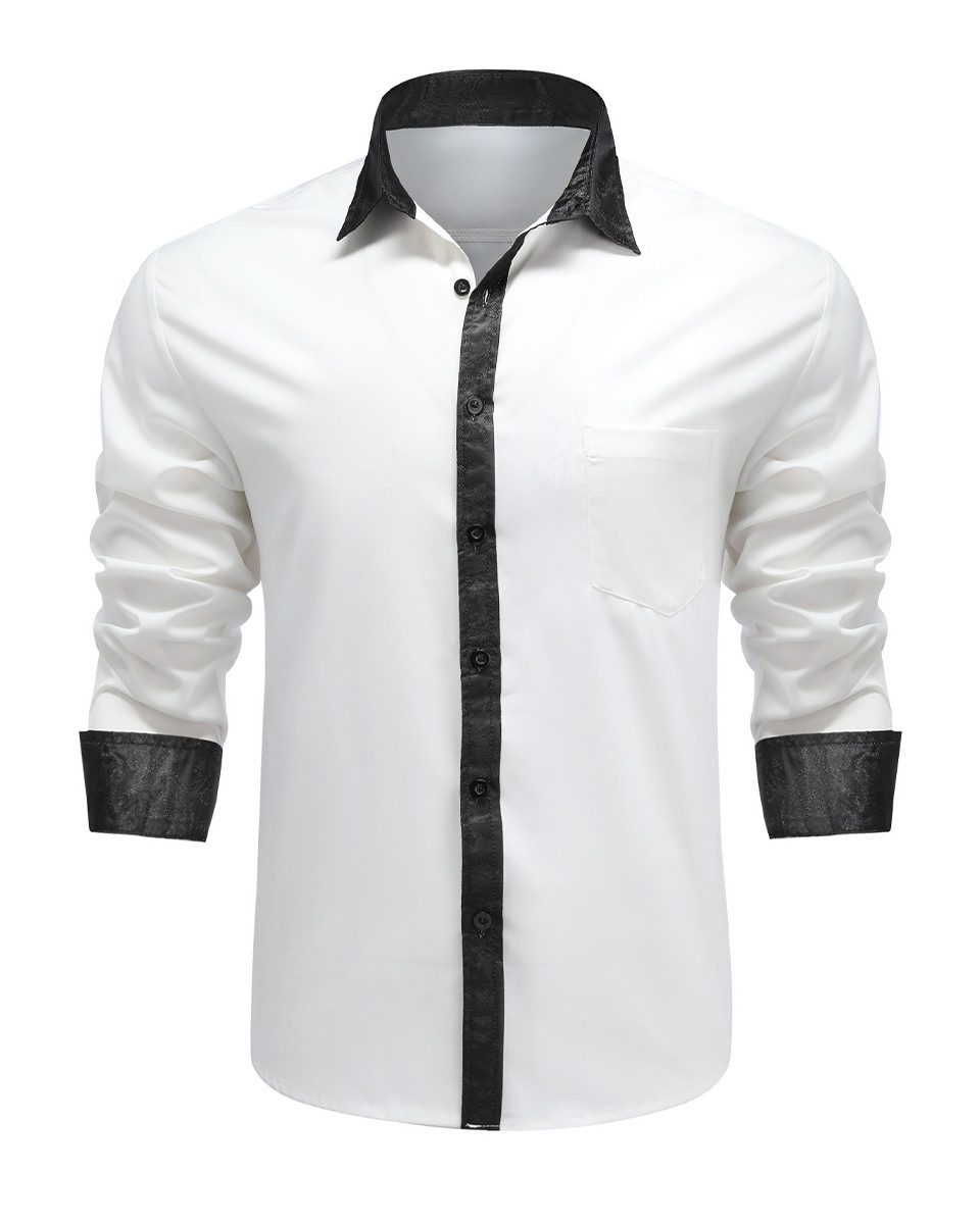 Allthemen Langarmhemd mit Stickmuster Kontrast Langarmhemd Regular Fit günstig online kaufen