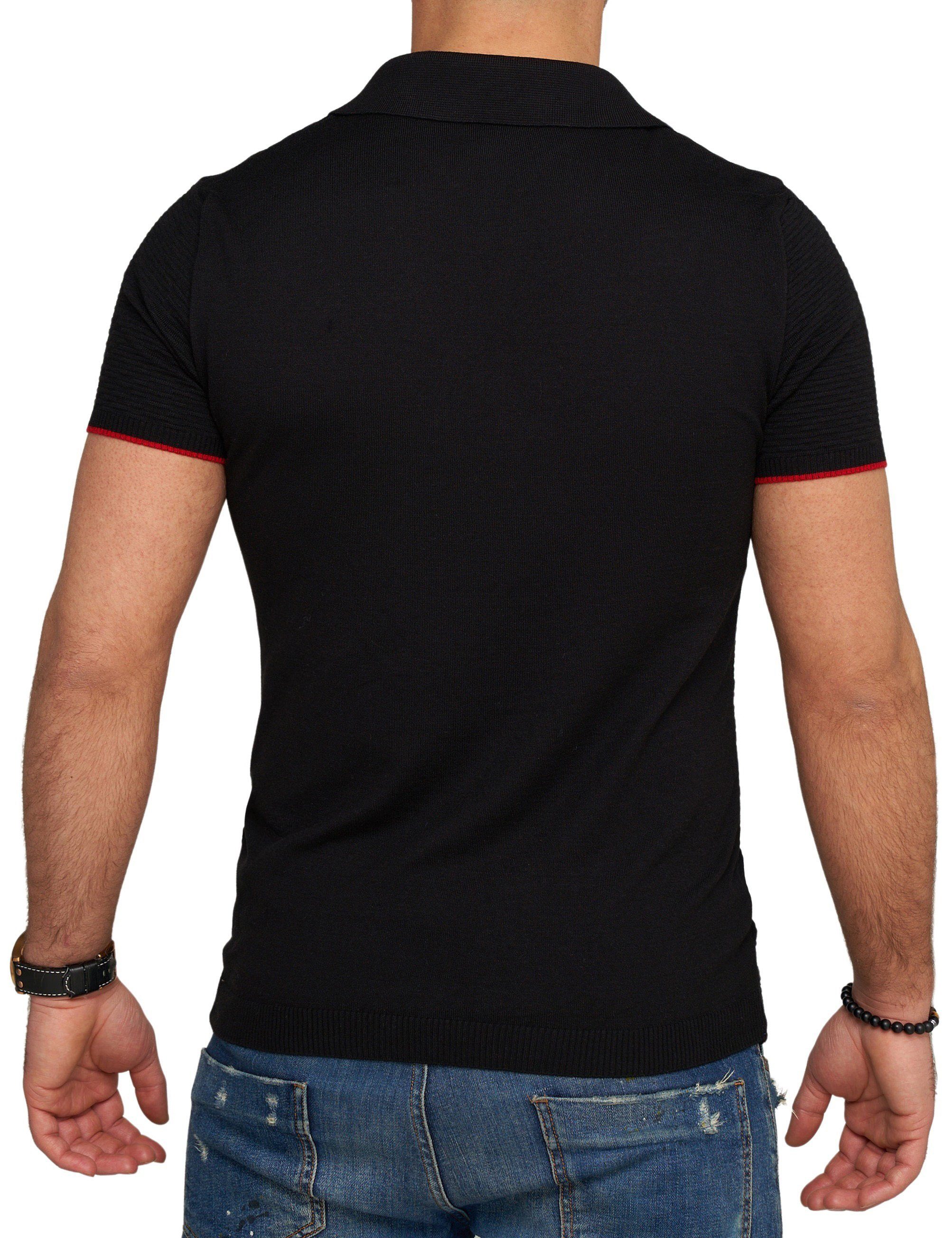 CARISMA Kurzarm T-Shirt CRMACEIO Polo Schwarz Poloshirt Strick