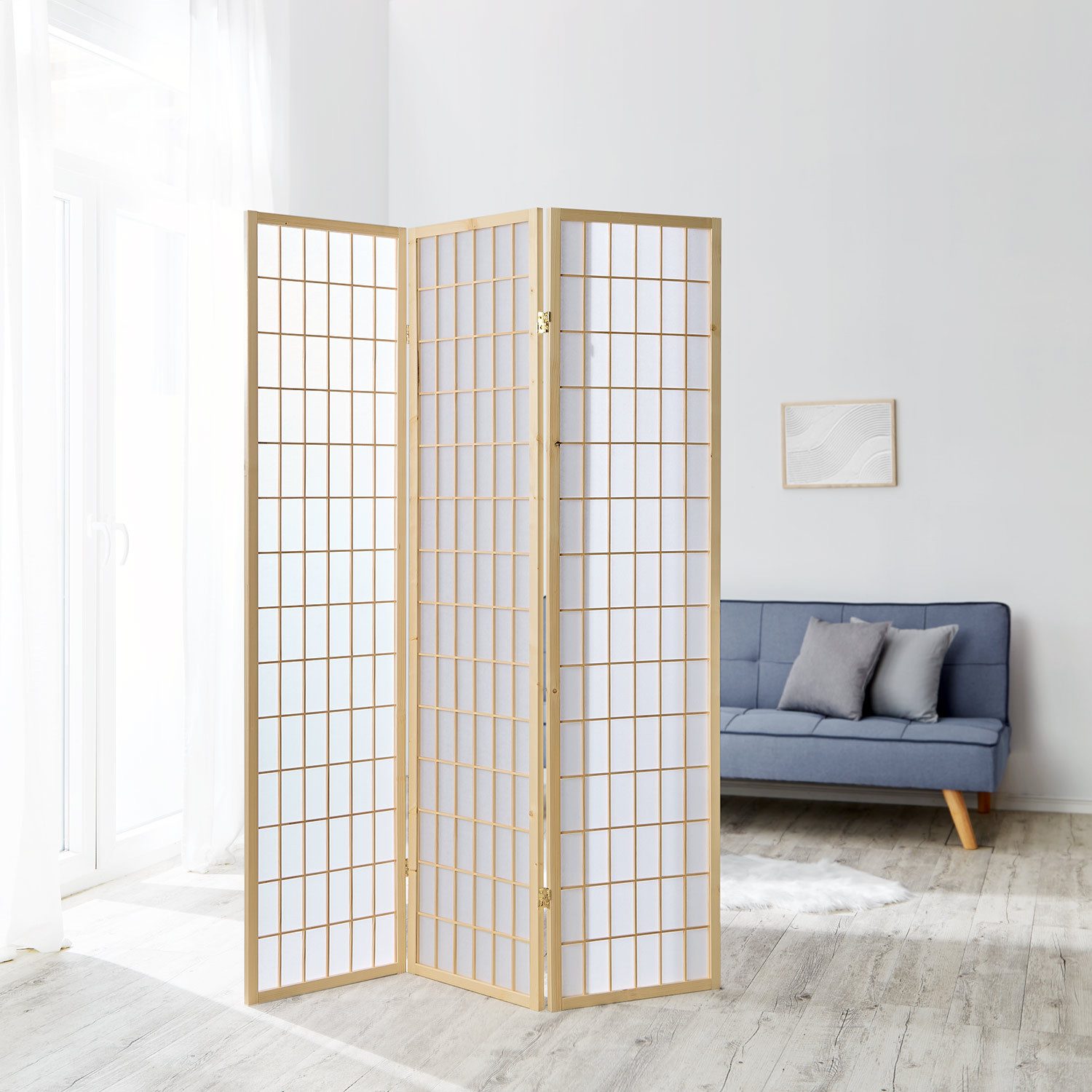 Homestyle4u Paravent Raumteiler Trennwand Shoji Natur günstig online kaufen