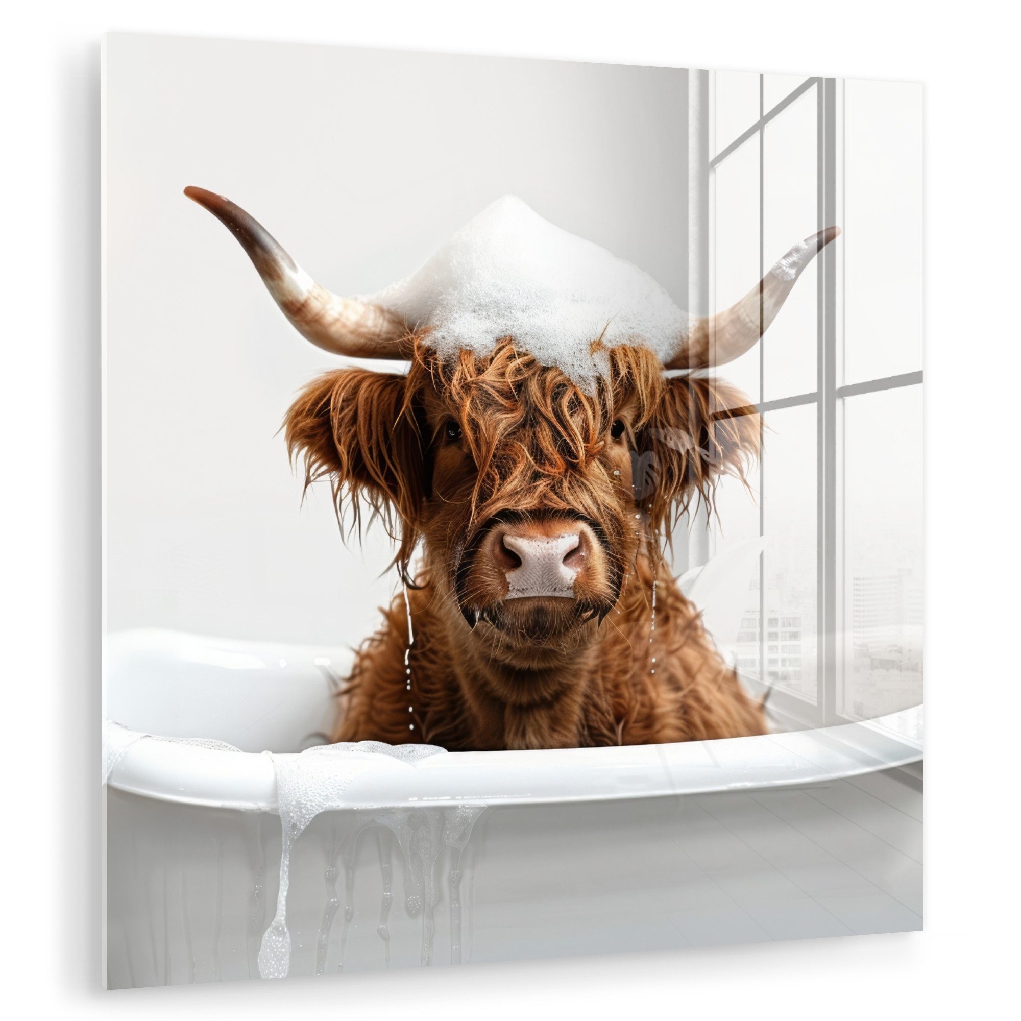MuchoWow Acrylglasbild Schottischer Highlander - Bad günstig online kaufen