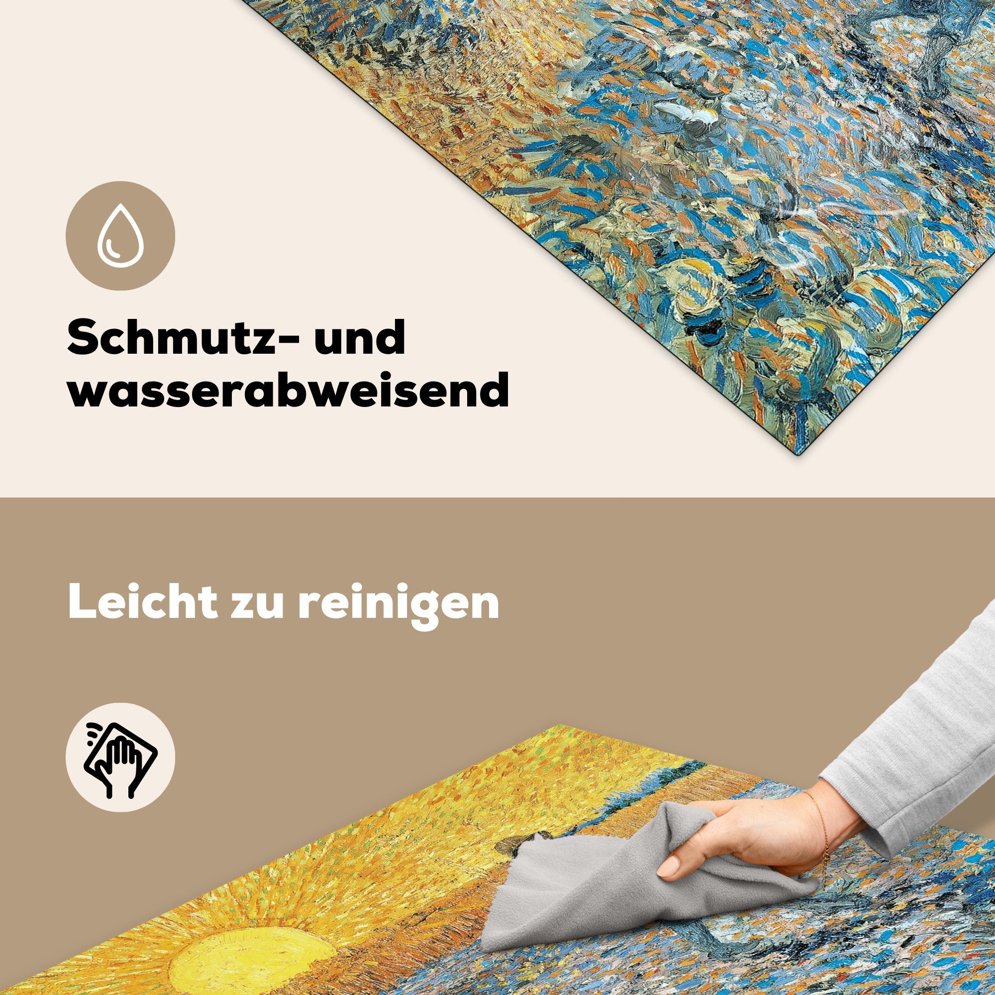 van Ceranfeldabdeckung, von cm, MuchoWow Vincent tlg), Herdblende-/Abdeckplatte Gogh, (1 Gemälde - für Vinyl, Der Sämann küche Arbeitsplatte 78x78