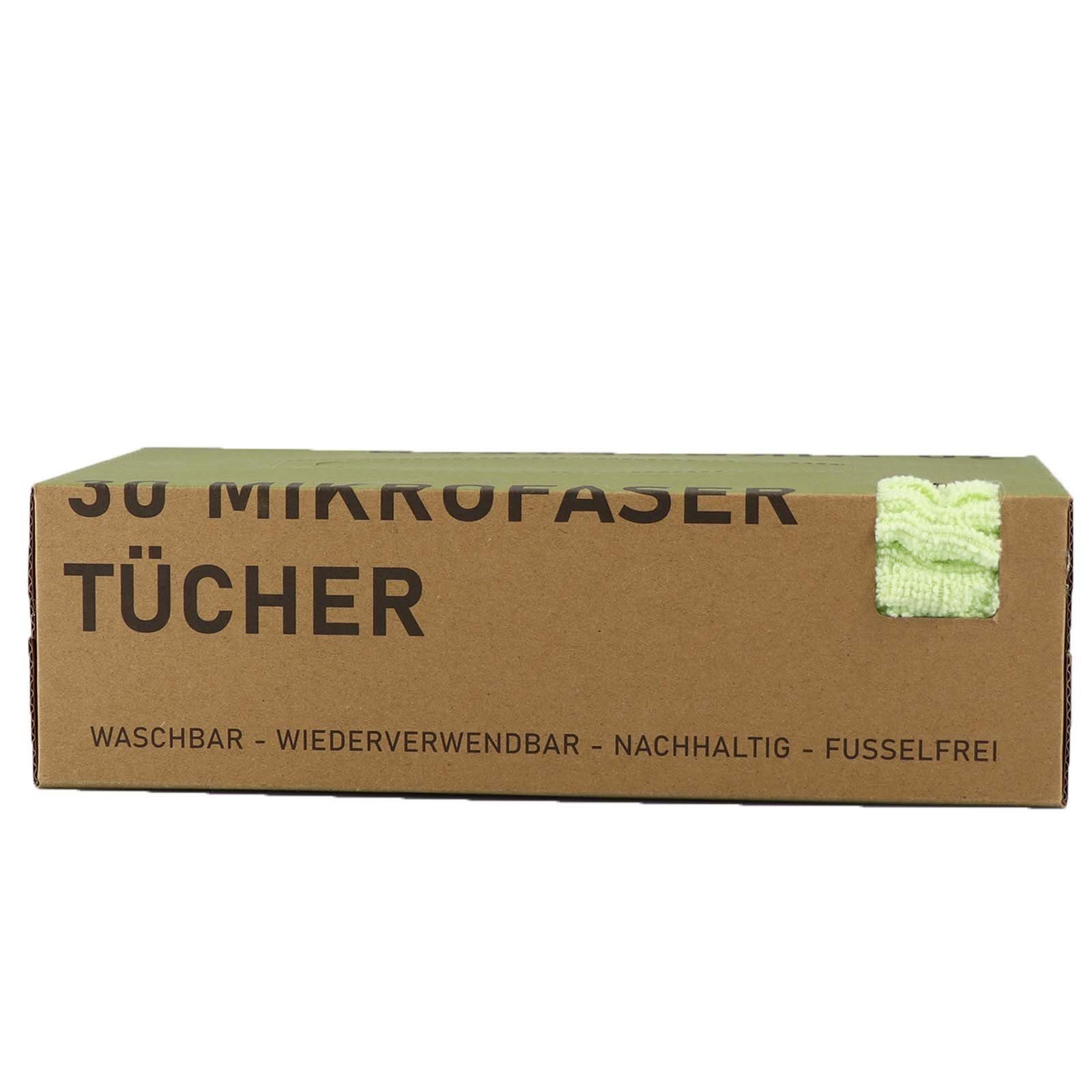 Tücher Mikrofasertücher Clean Allzweck (30 in Spenderbox), 30x30 & cm, Grab Grün Mikrofastertuch 30 - Stk., Mikrofasertuch Plentyfy Spültuch