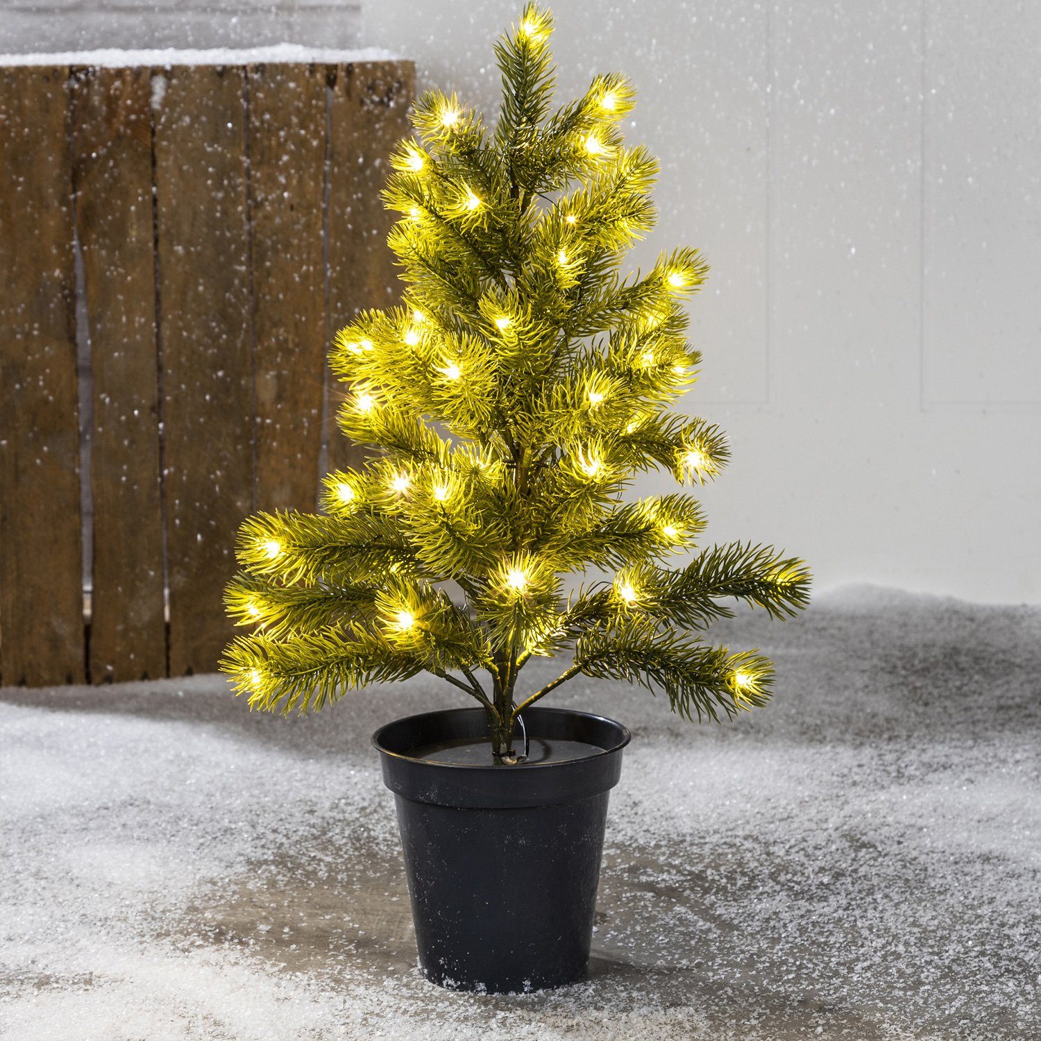 Timer, Tischbaum warmweiß Classic, LED Batterie Weihnachtsbaum LED 3000K) bis (2100K Tannenbaum Blumentopf Baum LED MARELIDA