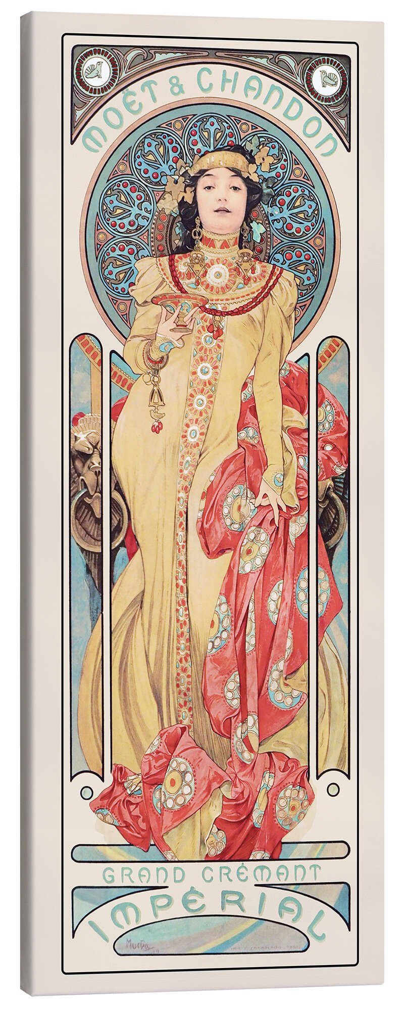 Posterlounge Leinwandbild Alfons Mucha, Moët & Chandon, Grand Crémant Impérial, Wohnzimmer Vintage Malerei