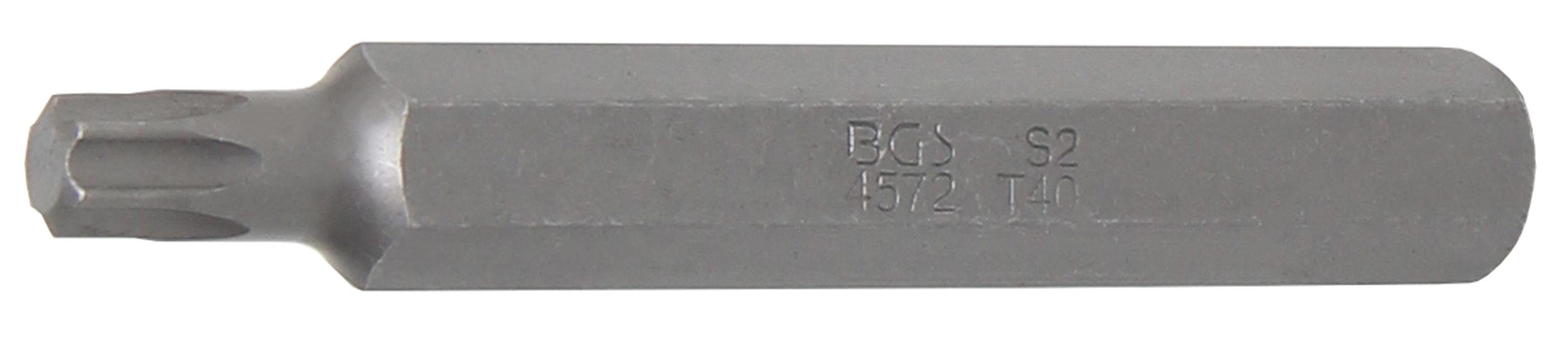 BGS technic Bit-Schraubendreher Bit, Länge 75 mm, Antrieb Außensechskant 10 mm (3/8), T-Profil (für Torx) T40