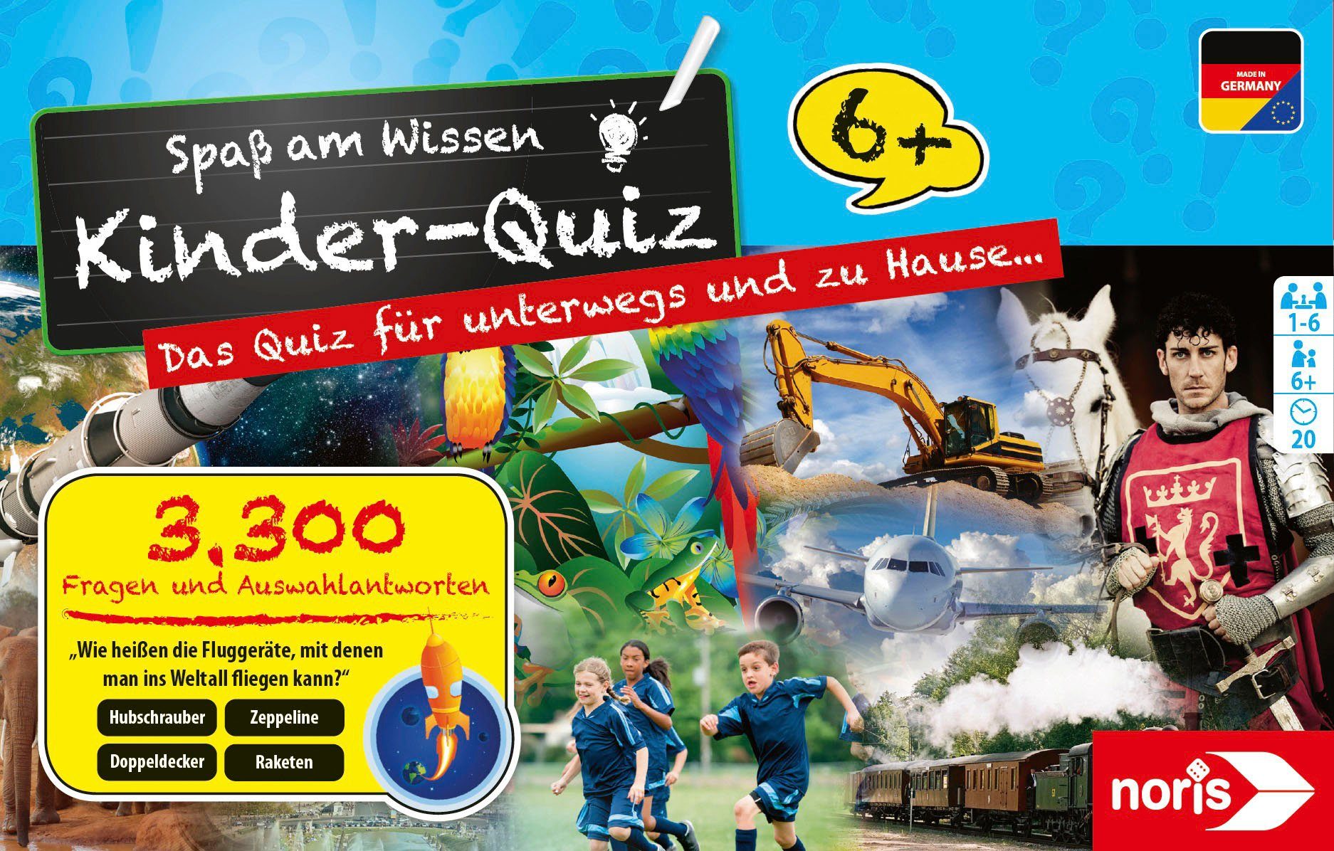 Noris Spiel, Kinderquiz für schlaue Kids blau, Made in Germany