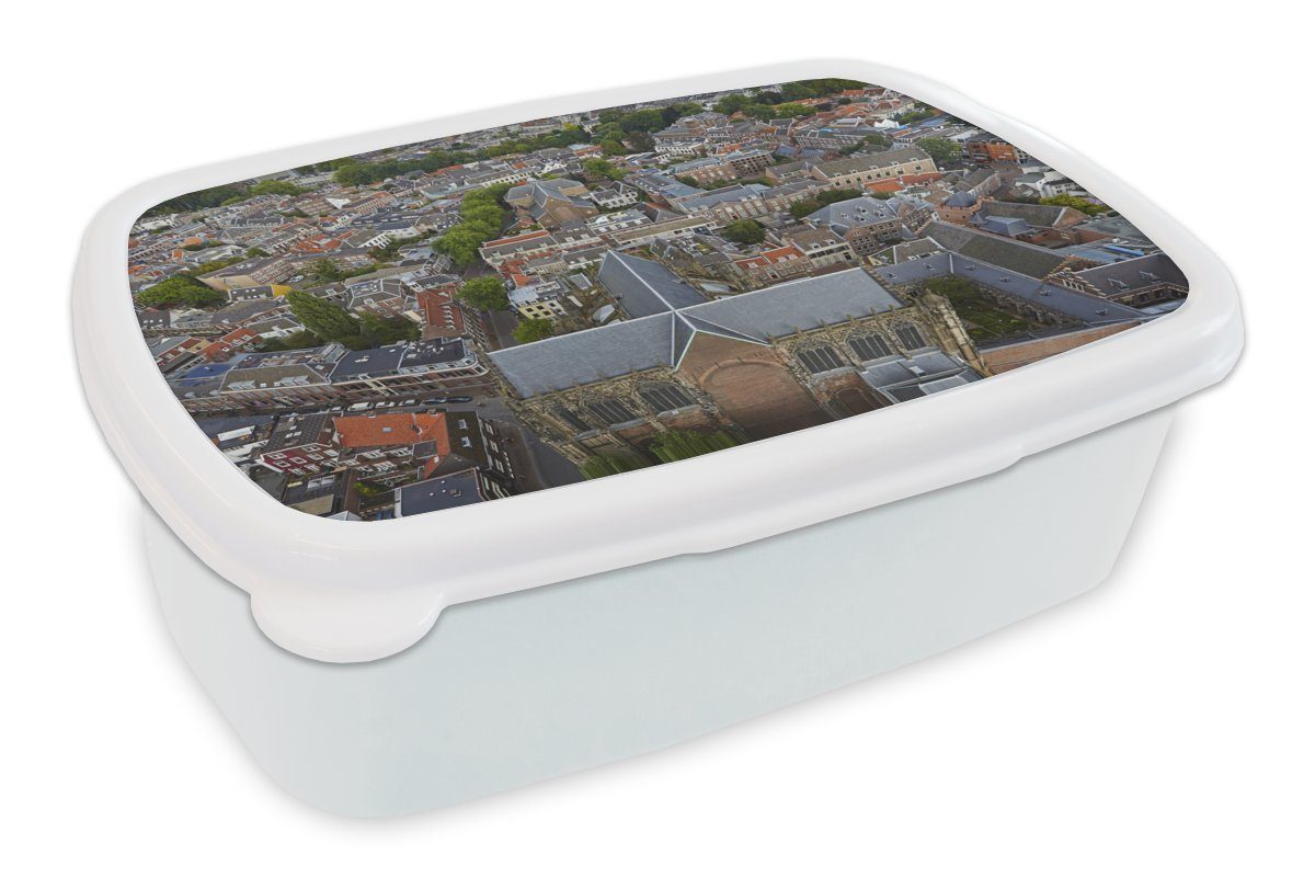 MuchoWow Lunchbox weiß - Kinder - Brotbox Jungs und Brotdose, (2-tlg), Kunststoff, für Utrecht Erwachsene, für Nachmittag, Luft und Mädchen