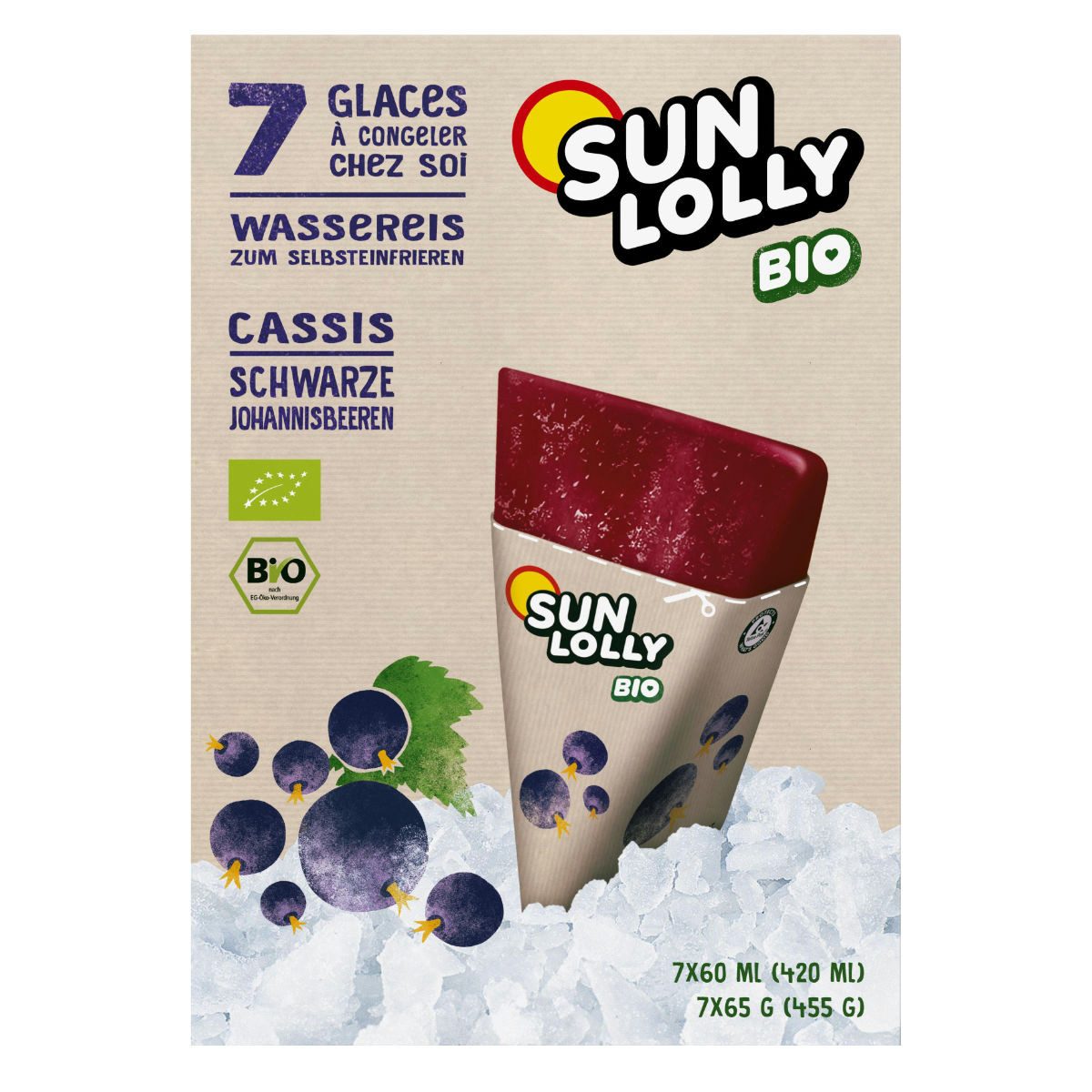 SUN LOLLY Süßigkeit, Sun Lolly Wassereis zum Selbsteinfrieren schw. Johannisbeeren Bio 7er