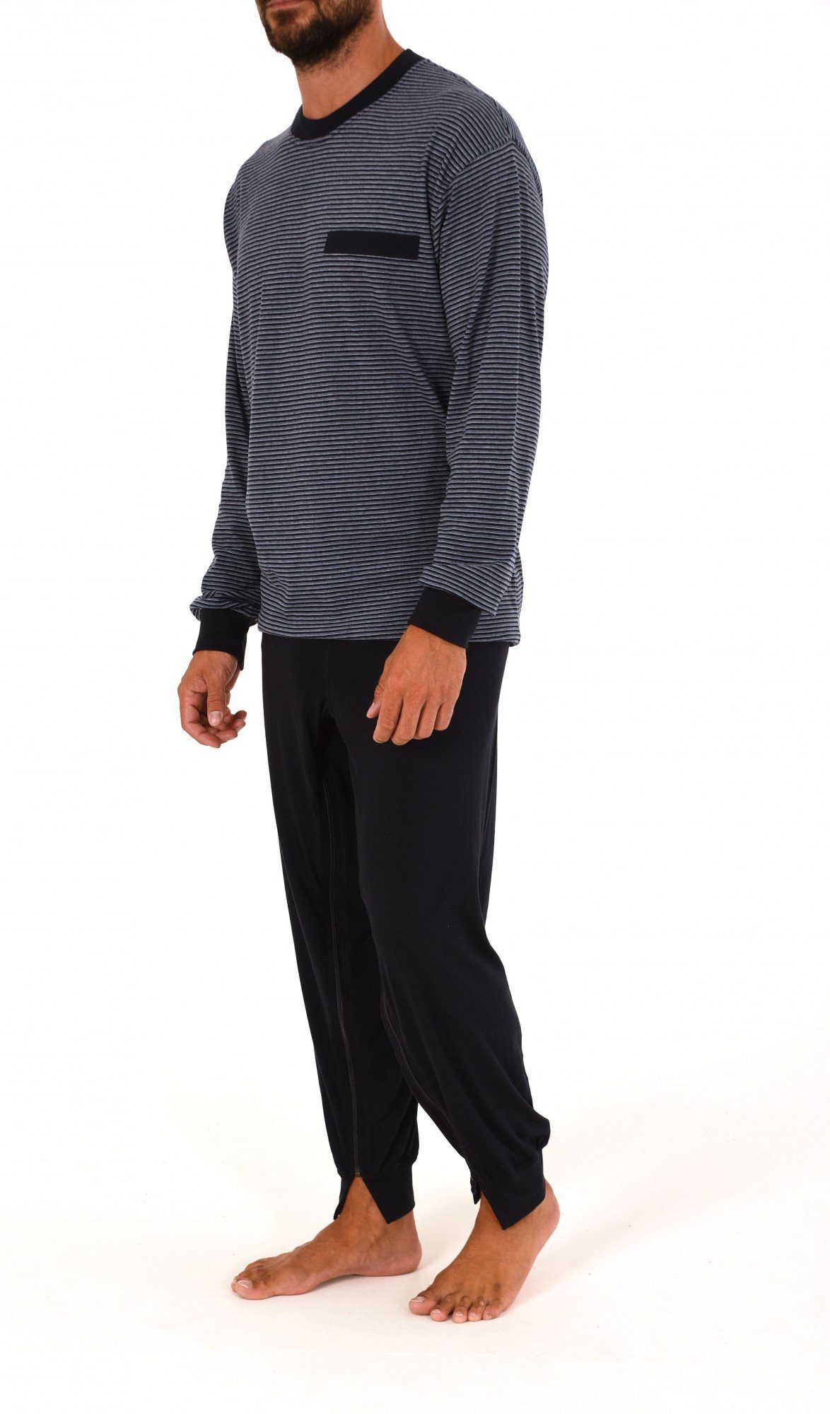 Normann Care Pyjama Herren Pflegeoverall langarm mit Reissverschluss am Rüc günstig online kaufen