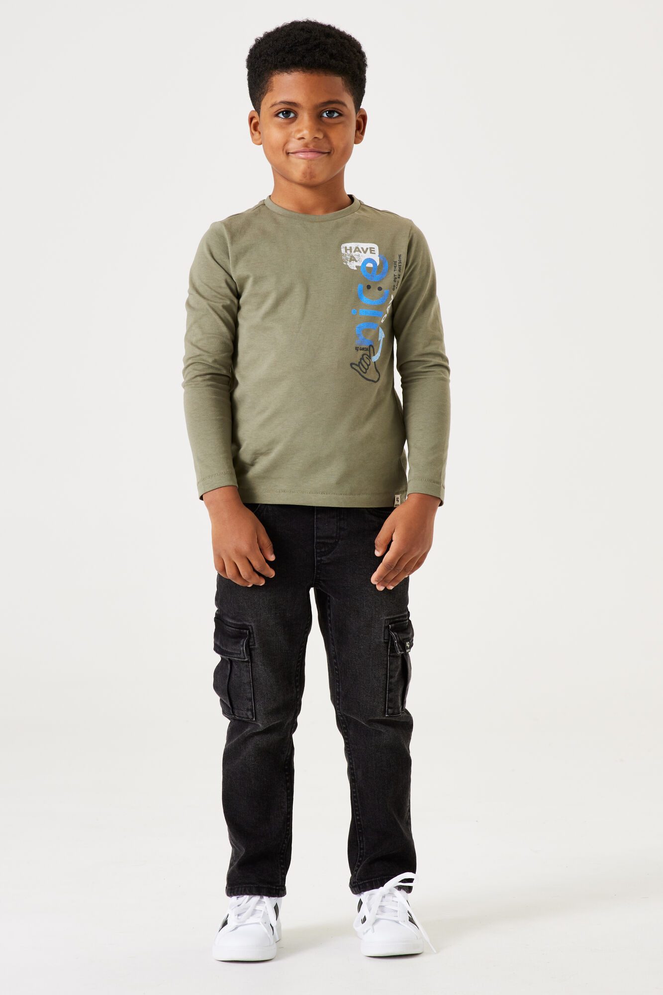 Garcia Langarmshirt mit Smile-Print