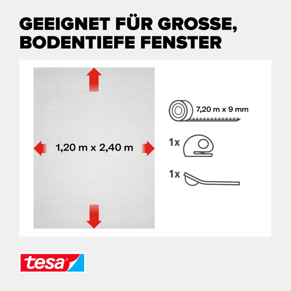 tesa Fliegengitter-Gewebe tesa Insektenschutz-Fenster COMFORT 120 x 240 cm