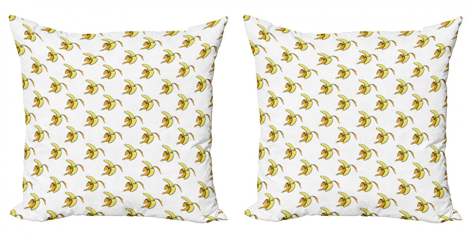 Gepunktete (2 Kissenbezüge Doppelseitiger Obst Digitaldruck, Stück), Accent geschälte Modern Vintage Banane Abakuhaus