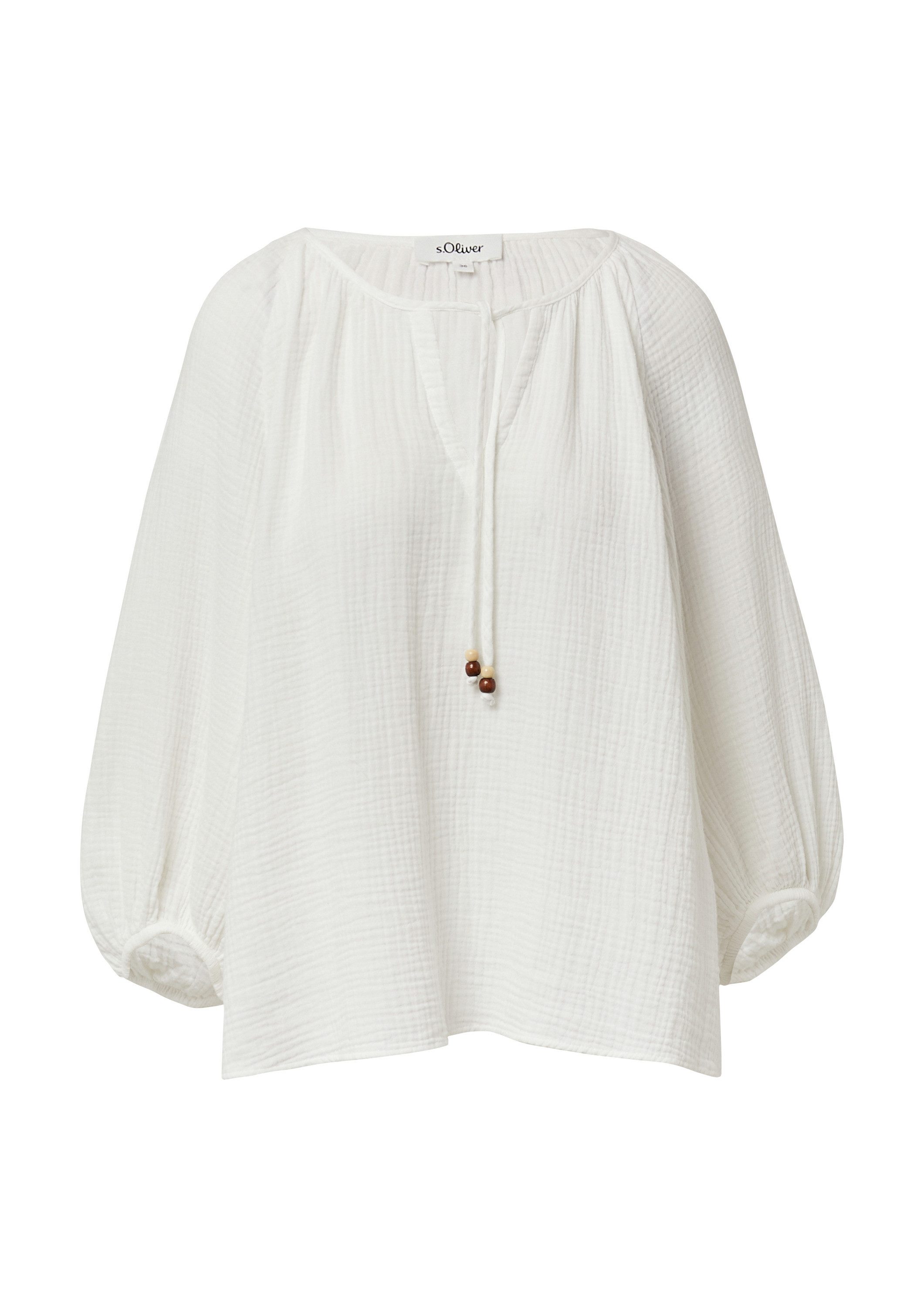s.Oliver Kurzarmbluse Bluse Musselin-Bluse mit Raglanärmeln und Raffung günstig online kaufen