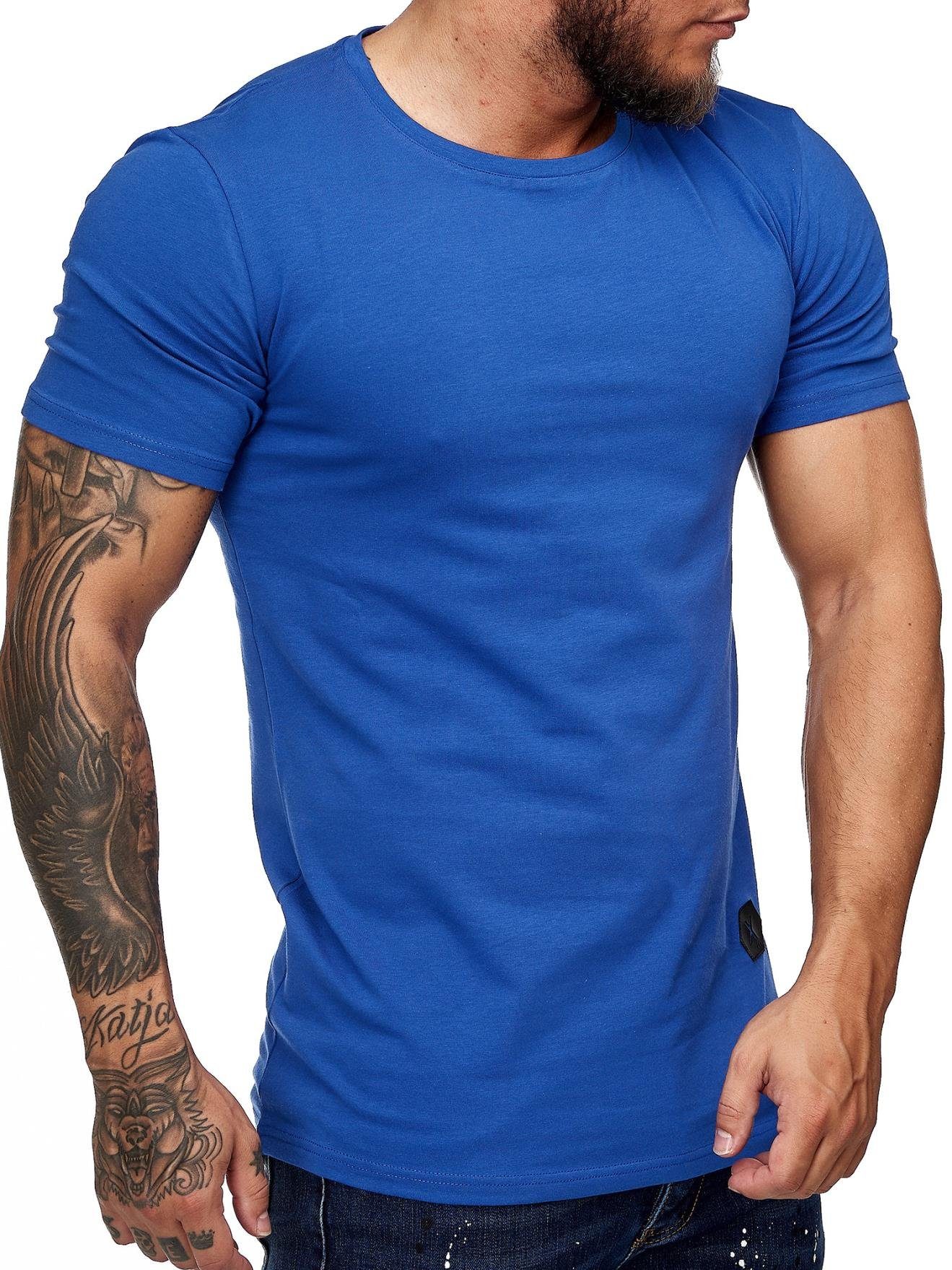 OneRedox T-Shirt Kurzarmshirt Casual (Shirt 7031ST Freizeit Royal Blau Tee, Fitness Polo 1-tlg)