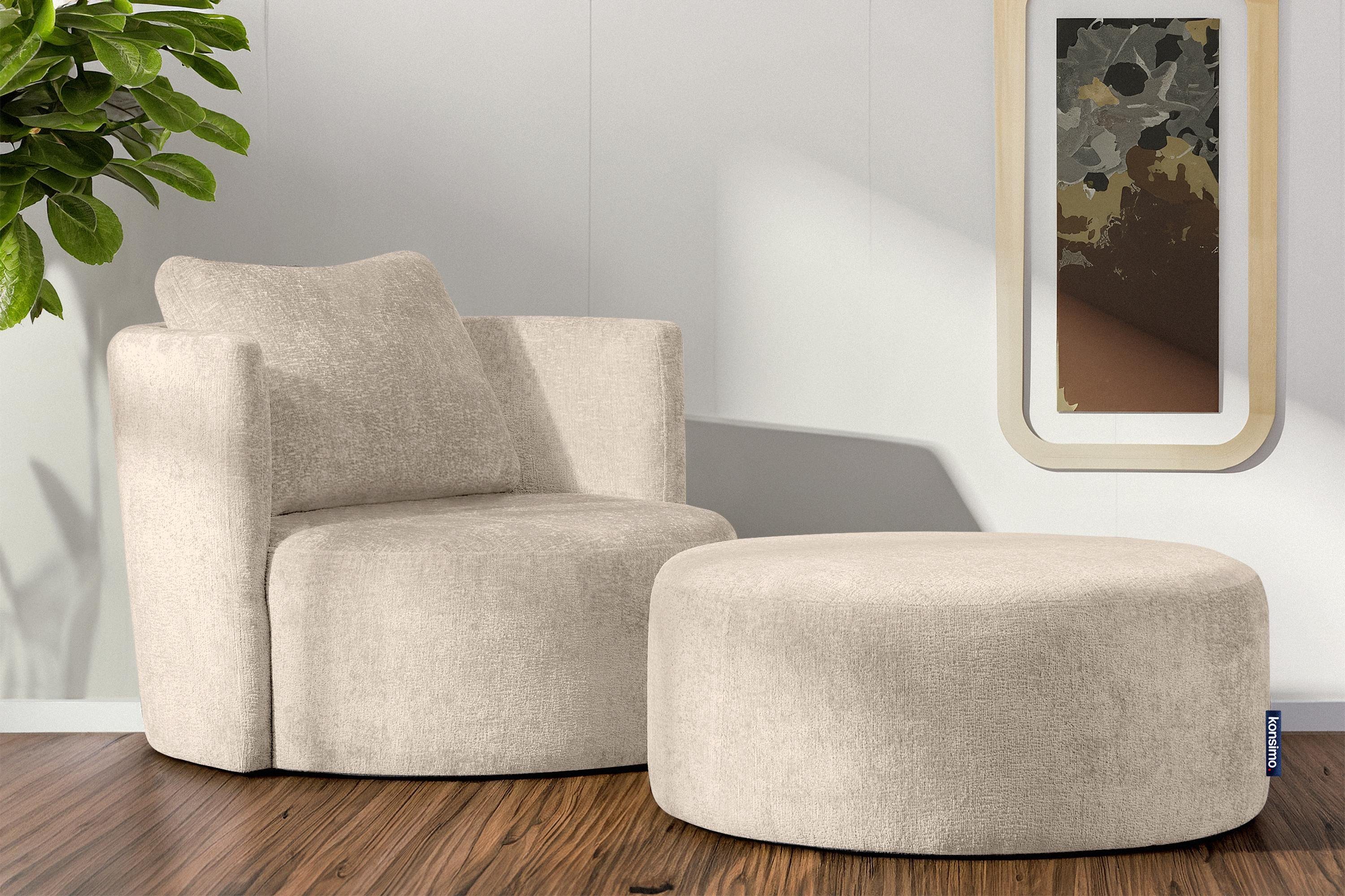 Sitzen, mit komfortables RAGGI Drehfunktion, Drehsessel 360° mit Sessel Chenille Konsimo Sitzhocker,