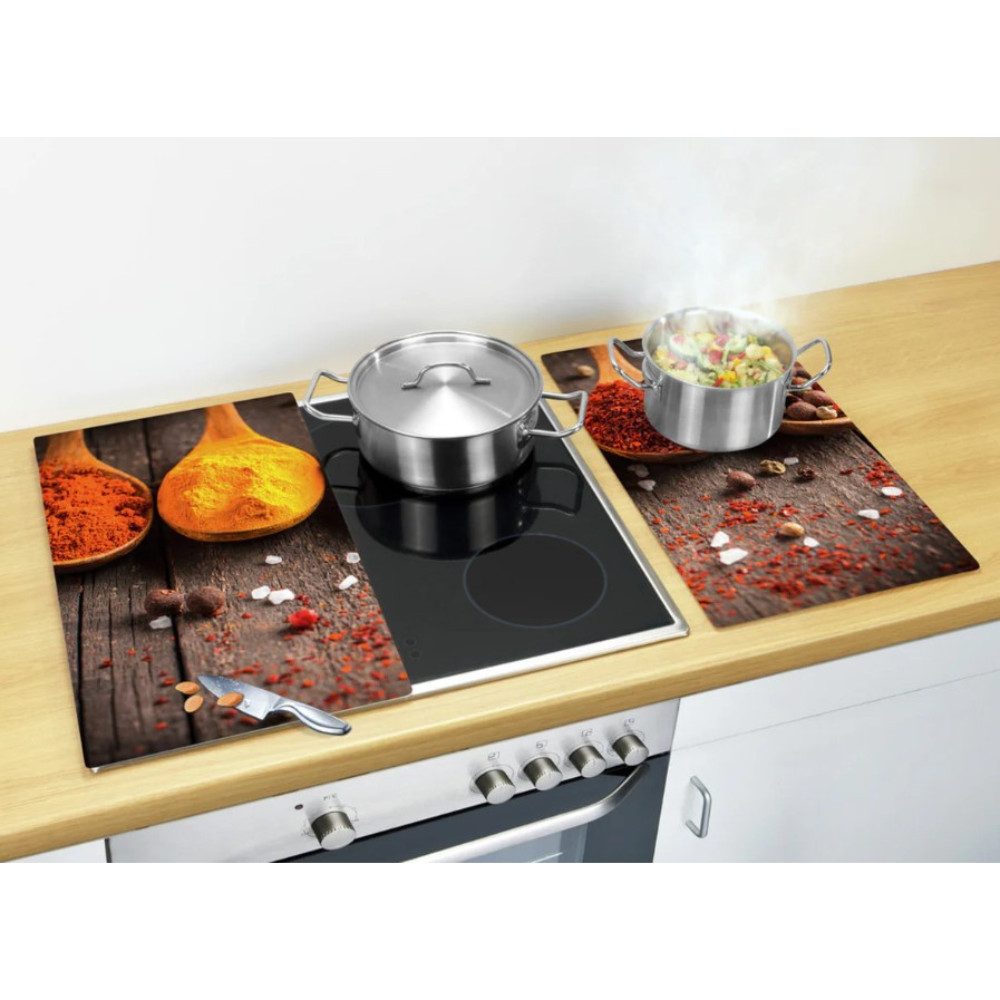WENKO Herd-Abdeckplatte Abdeckplatten Herd Schneidebrett, Glas, (Spar-Set, 2 tlg., pflegeleicht praktisch), kratzfest