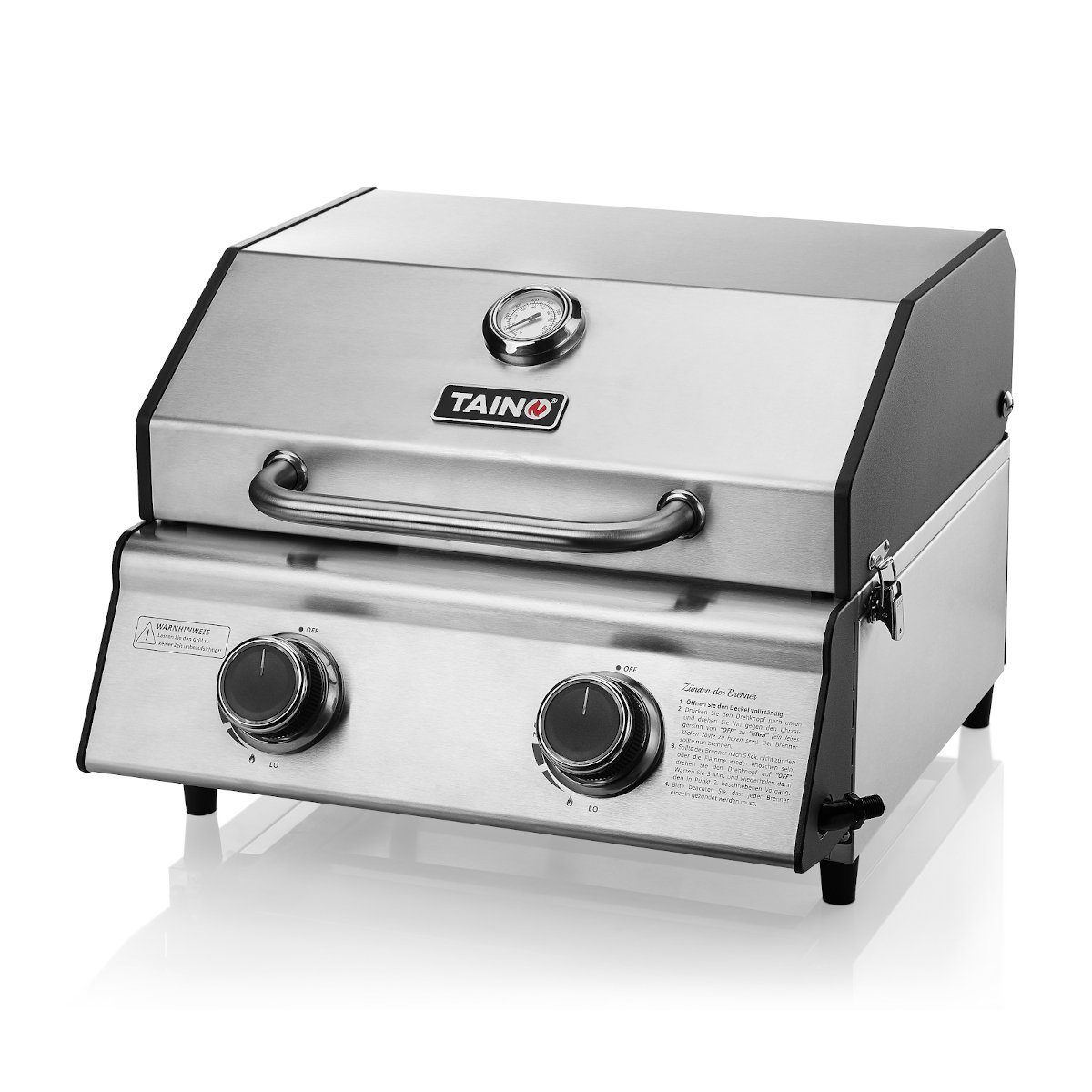 TAINO Gasgrill, PLATINUM COMPACT Tischgrill, doppelwandiger Deckel, Piezozündung