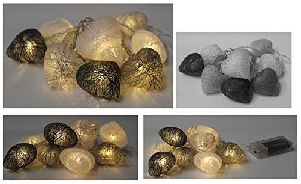 Luna24 simply great ideas... LED-Lichterkette Lichterkette Cottonhearts 10 tlg, Gesamtlänge ca. 155 cm, Herzen, 10-flammig
