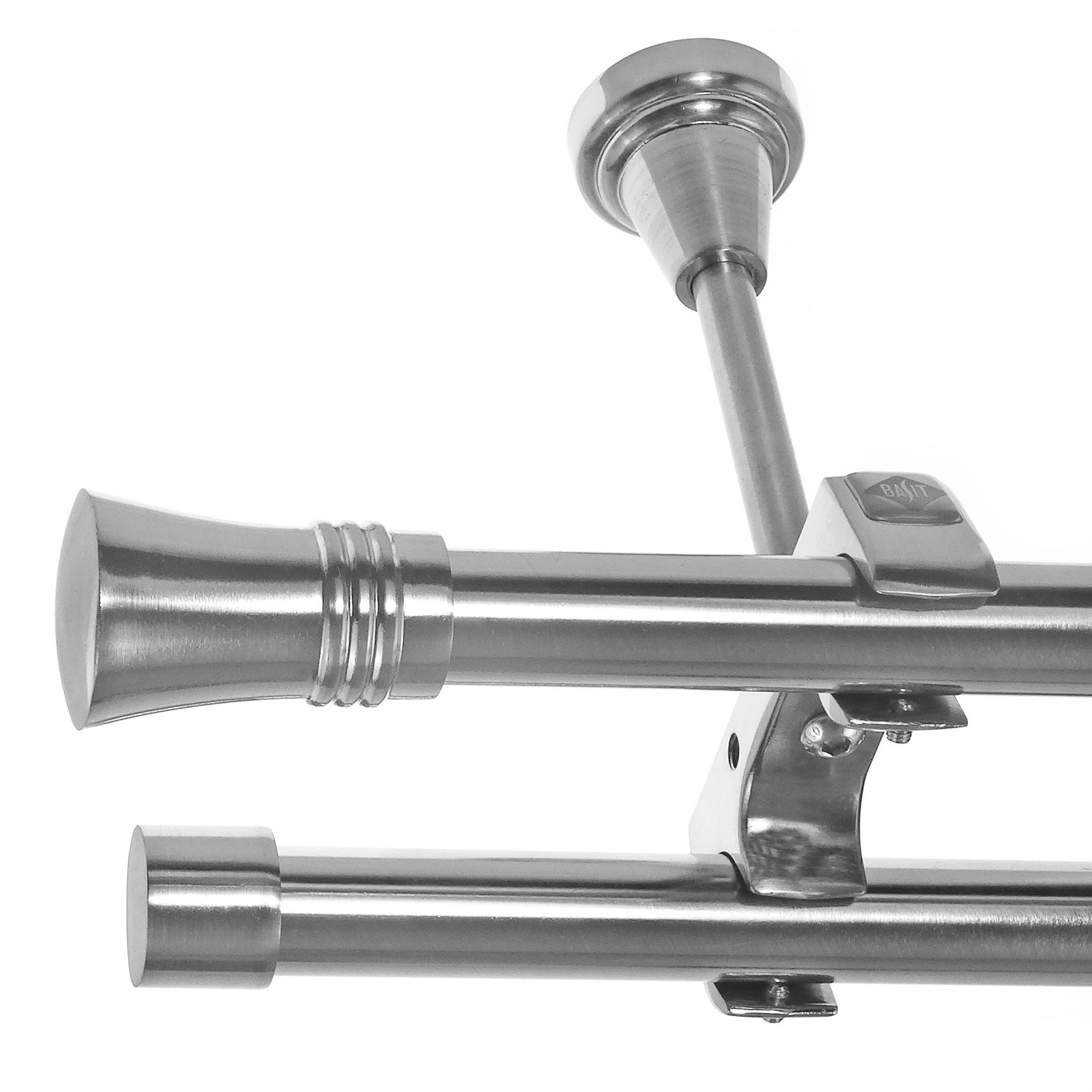 BASIT Gardinenstange Edelstahloptik 20mm mit Deckenträgern 280 cm E86, Ø 20 mm, 2-läufig, verschraubt, Metall, D61RR 280 cm E86 Knauf