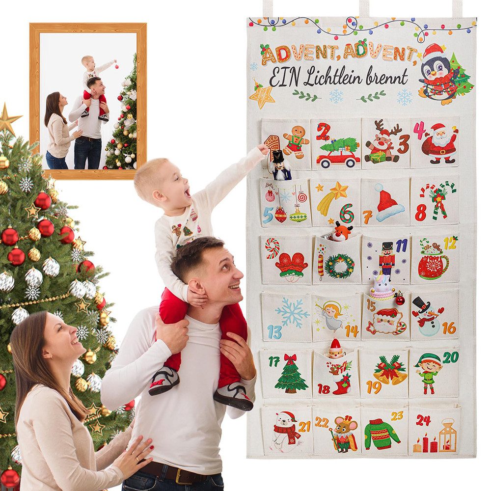 CLTYQ befüllbarer Adventskalender 24-Türiger Adventskalender zum Befüllen aus Stoff 2025, Adventi Adventskalender zum Befüllen mit Individuellen Designs – Bild 4 von 5