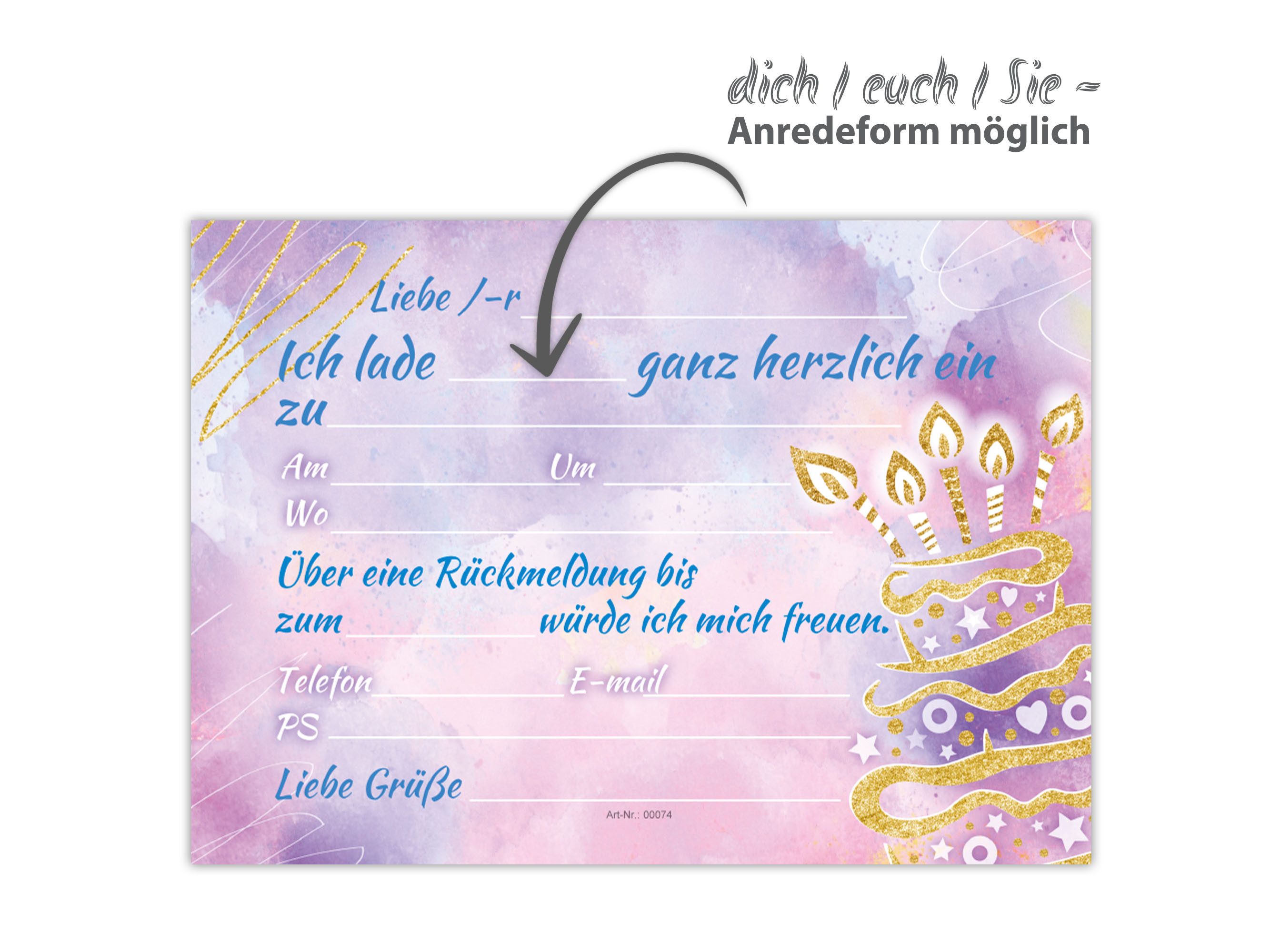 LIMONIA Einladungskarten zum Geburtstag Einladungen Karten Aquarell Erwachsene Kinder, Einladungskarten Aquarell Karte für Feiern