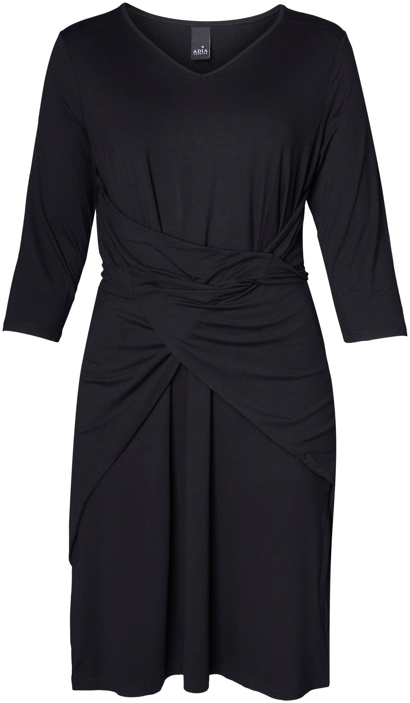 ADIA Jerseykleid Wickelteil stylischem mit an black der Taille