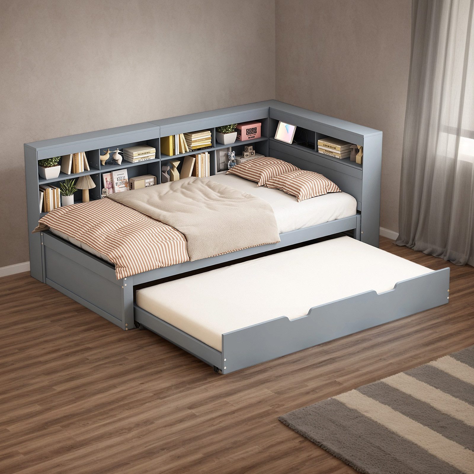 OKWISH Kinderbett Schlafsofa Funktionsbett Stauraumbett (mit günstig online kaufen
