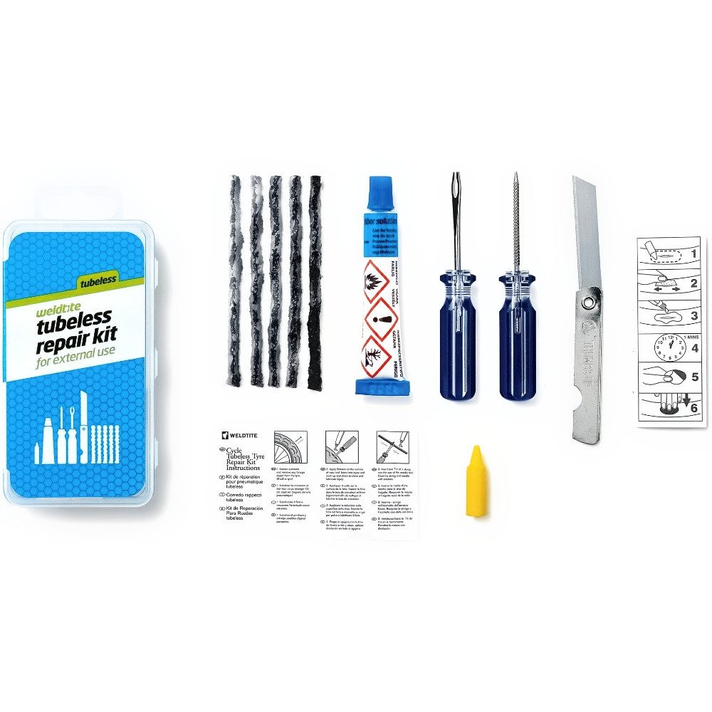Fahrradreifen Weldtite Flickzeug Tubeless Repair Kit Komplettset bestehend aus 1x Kl