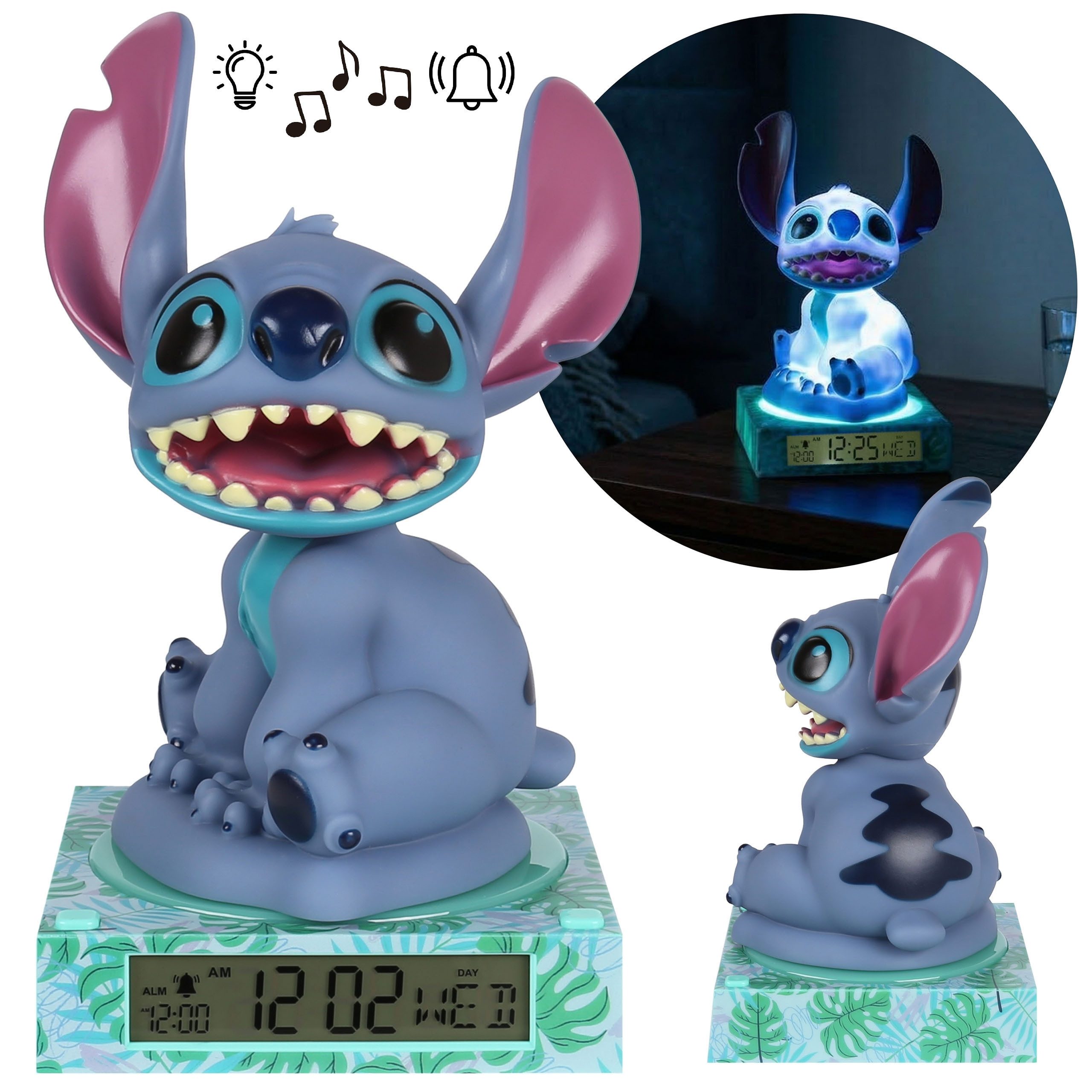Sarcia.eu Nachtlicht Stitch 3D Nachtlicht mit Wecker, Kalender und Soundfunktion
