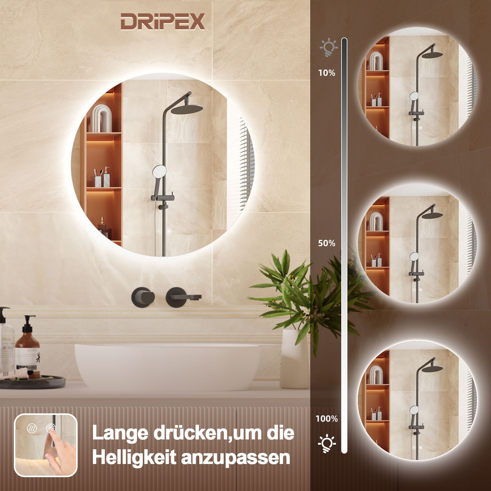 Dripex Badspiegel LED Wandspiegel Badezimmerspiegel mit günstig online kaufen
