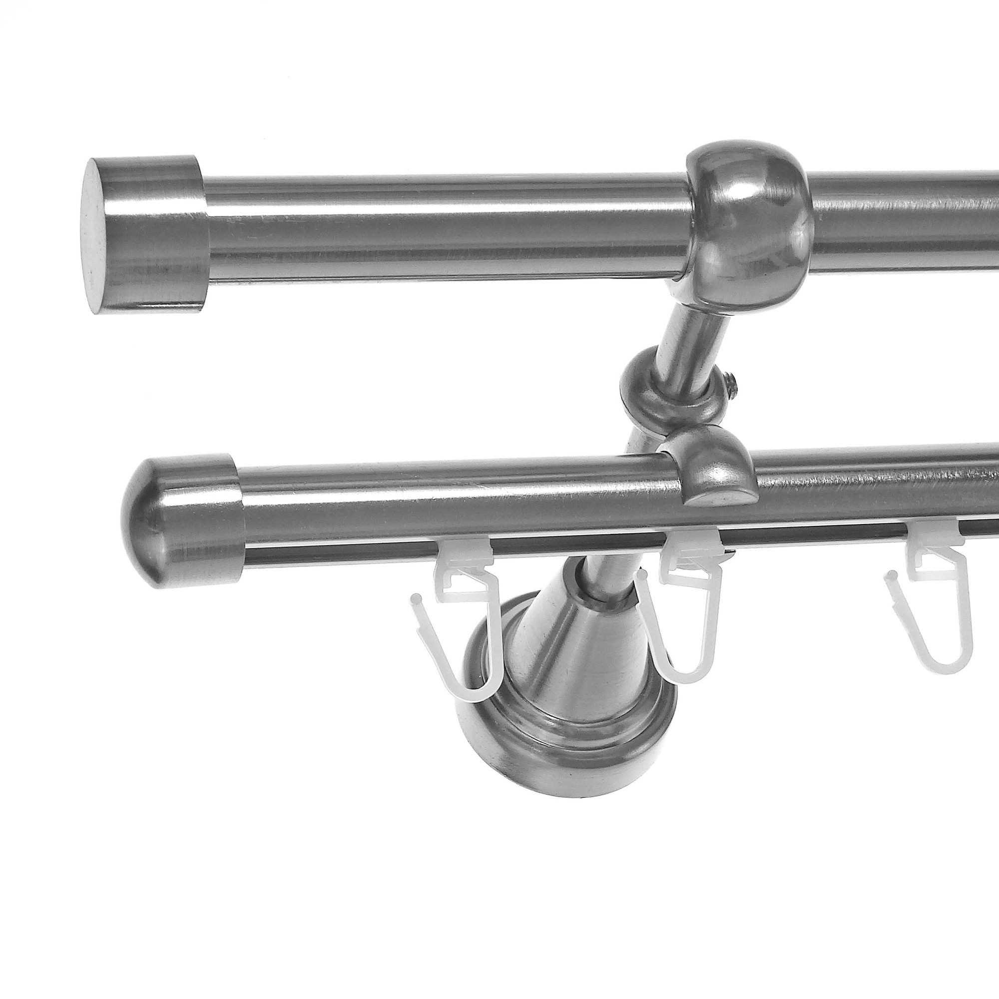 BASIT Gardinenstange Rohr und Innenlauf 16 mm mit Wandträgern 540 cm E16, Ø 16 mm, 2-läufig, verschraubt, Metall, H14 RI 540 cm E16 Kappe