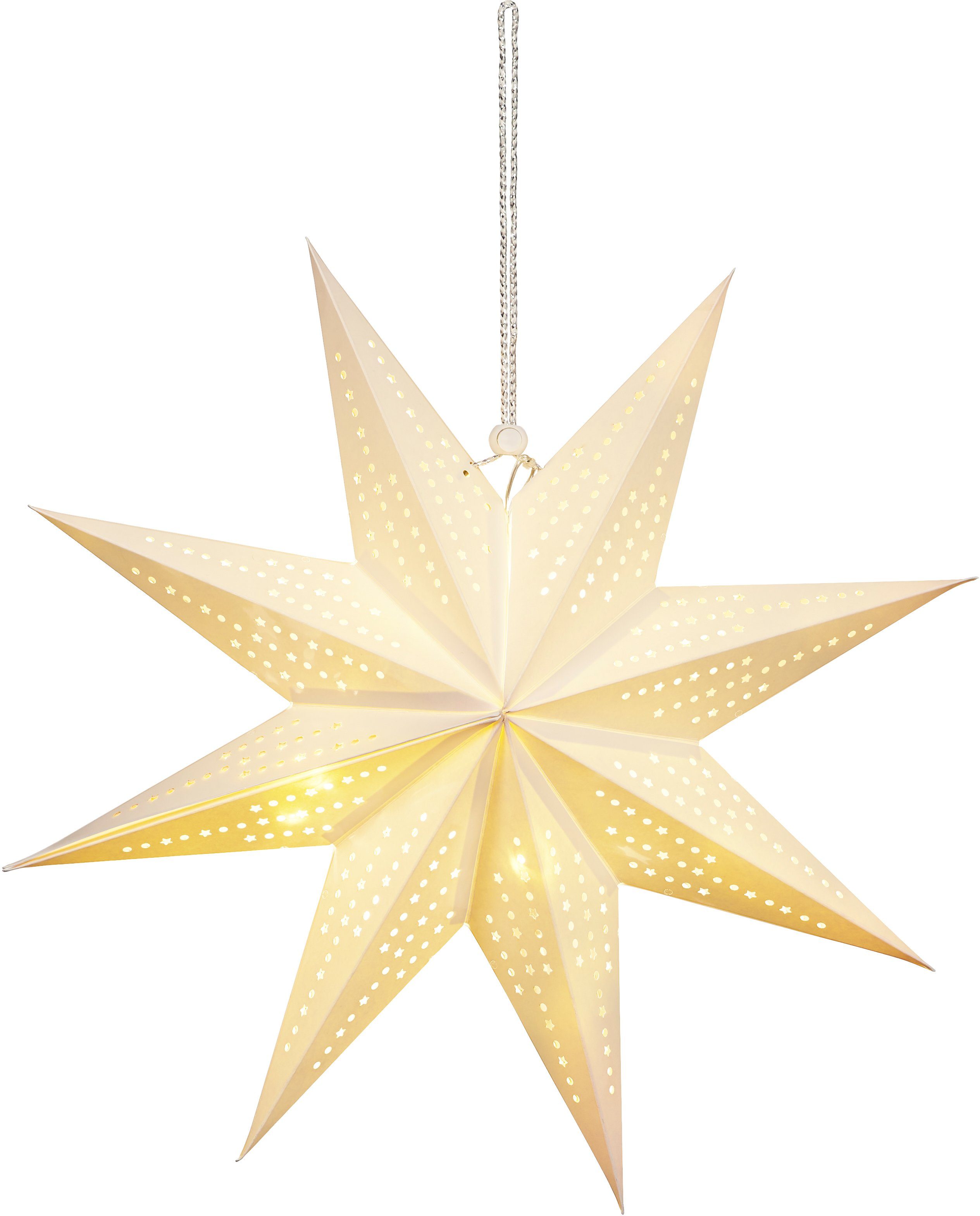 BONETTI LED Stern Weihnachtsstern, LED fest integriert, Warmweiß, Ø ca. 45 cm, Papierstern, mit 9 Spitzen, Weihnachtsdeko