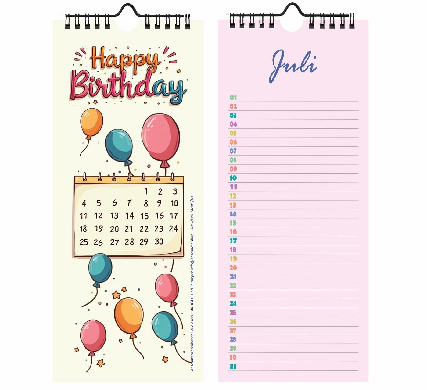 Anschütz Geburtstagskalender Geburtstagskalender Pastell Immerwährend