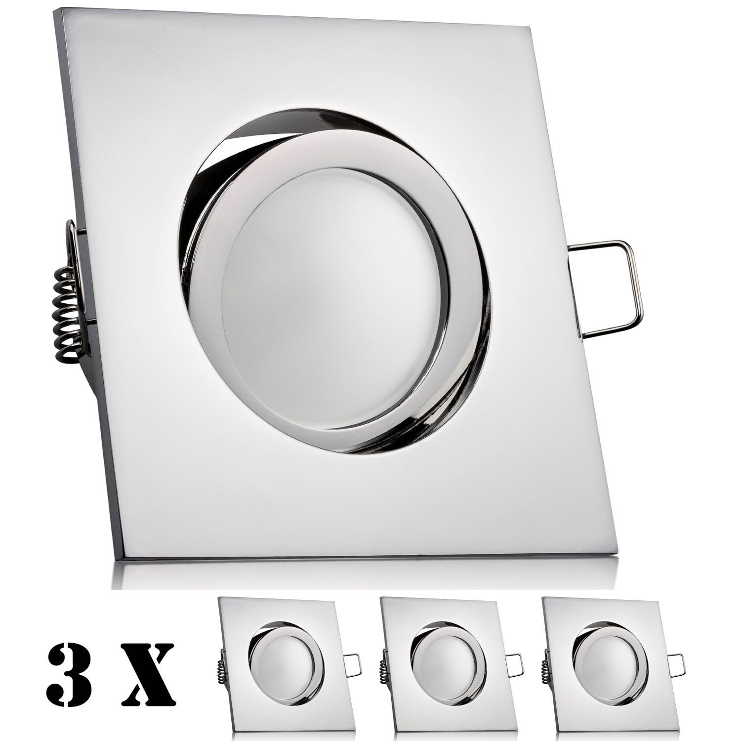 LEDANDO LED Einbaustrahler 3er mit Markenstrahler GU10 Einbaustrahler LEDAN LED LED von Chrom Set