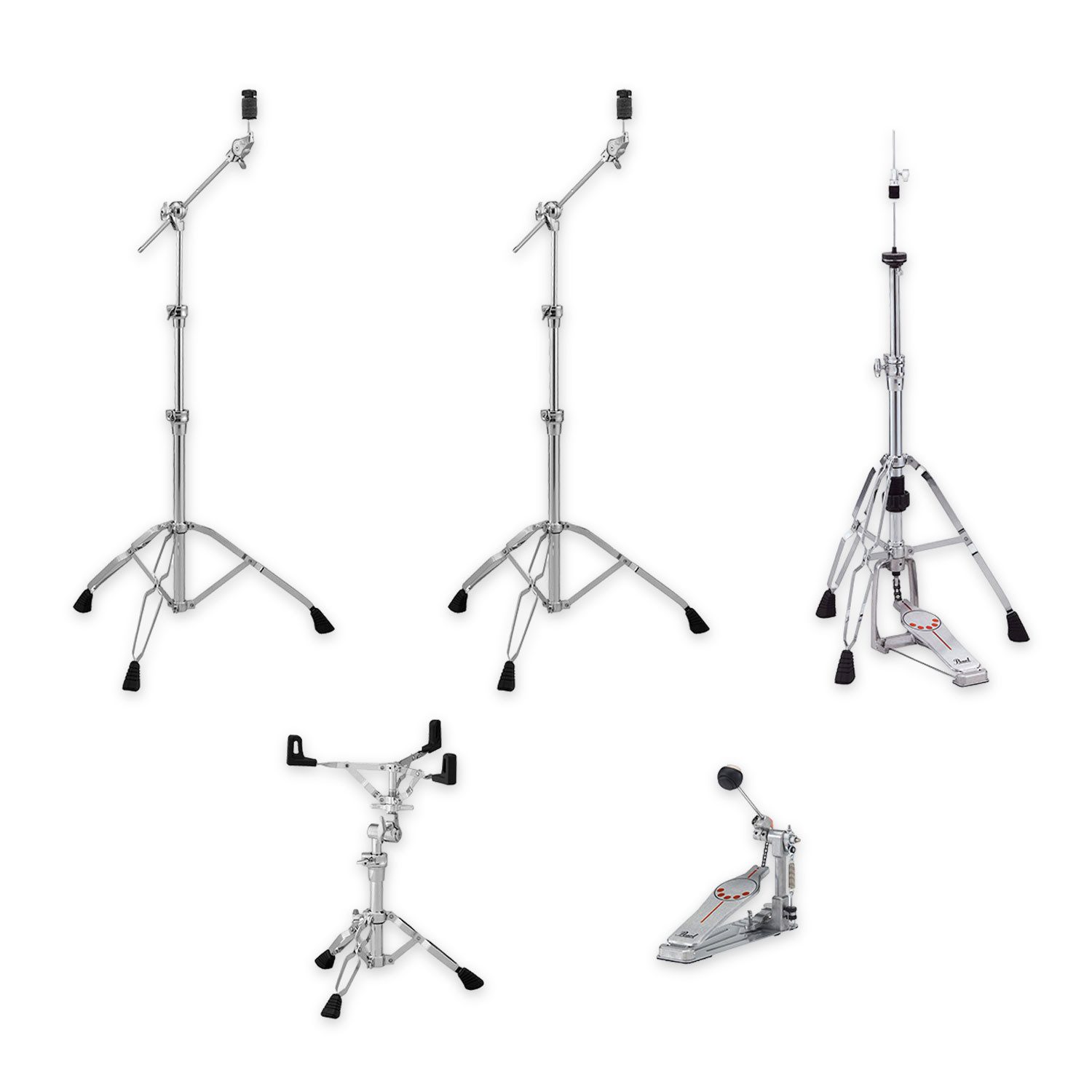 Pearl Drums Schlagzeug Pearl Hardware-Pack HWP-934,Für fortgeschrittene und semiprofessionelle Drummer, Galgenbeckenstativ, Hi-Hat Maschine, Snare Stativ, Einzelfußpedal, Hardware-Pack