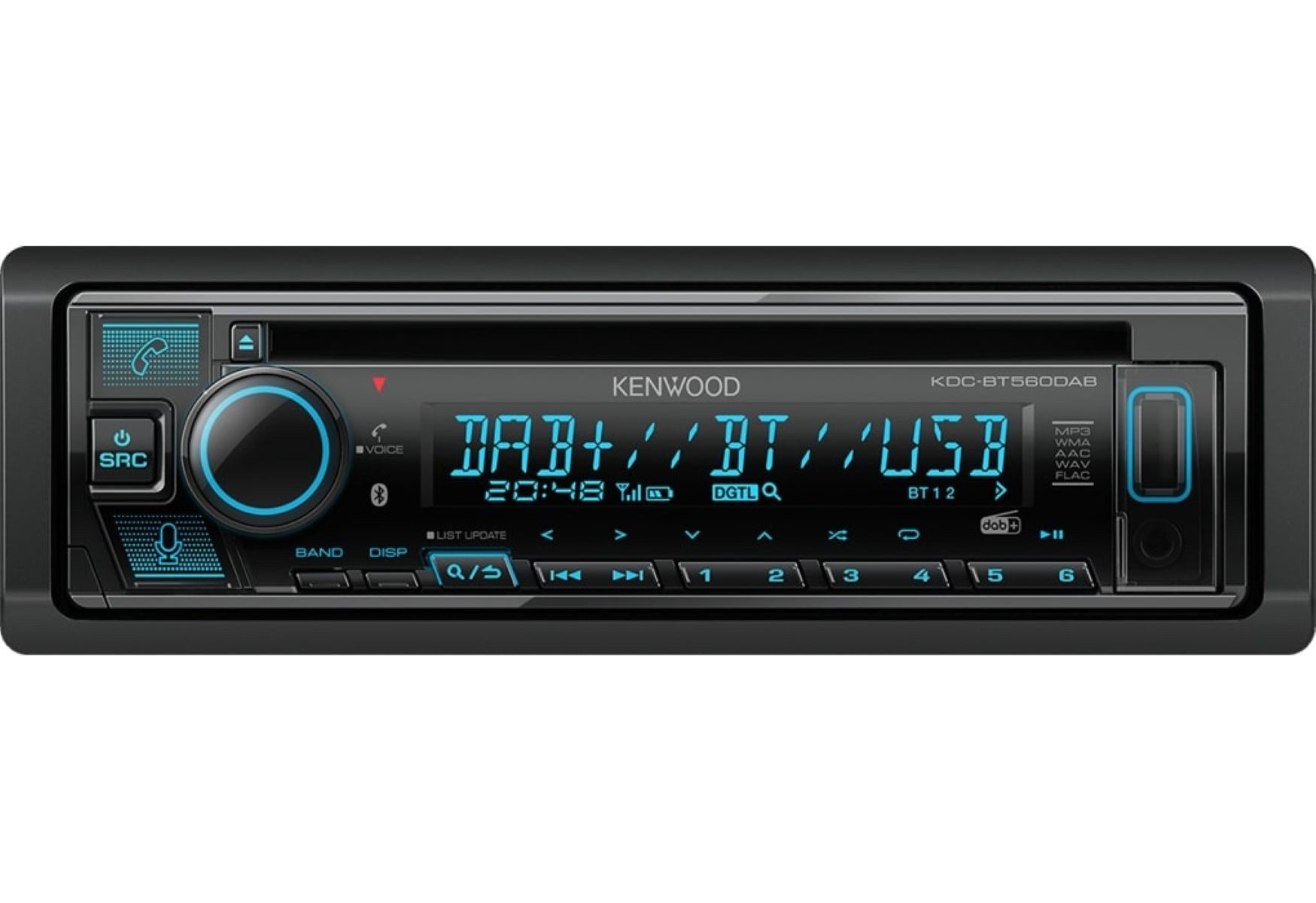 KENWOOD KDC-BT560DAB Bluetooth Dab+ CD/MP3/USB Autoradio (RDS, AM/FM Radio, Animiertes Display, Freisprecheinrichtung, 1 DIN)