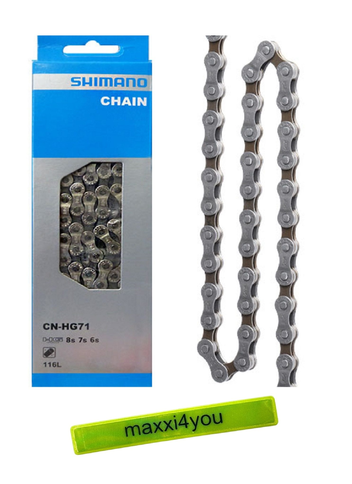 Fahrradkette Shimano Kette CN-HG71 6/7/8-Fach 116 Glieder inkl. Reflexband