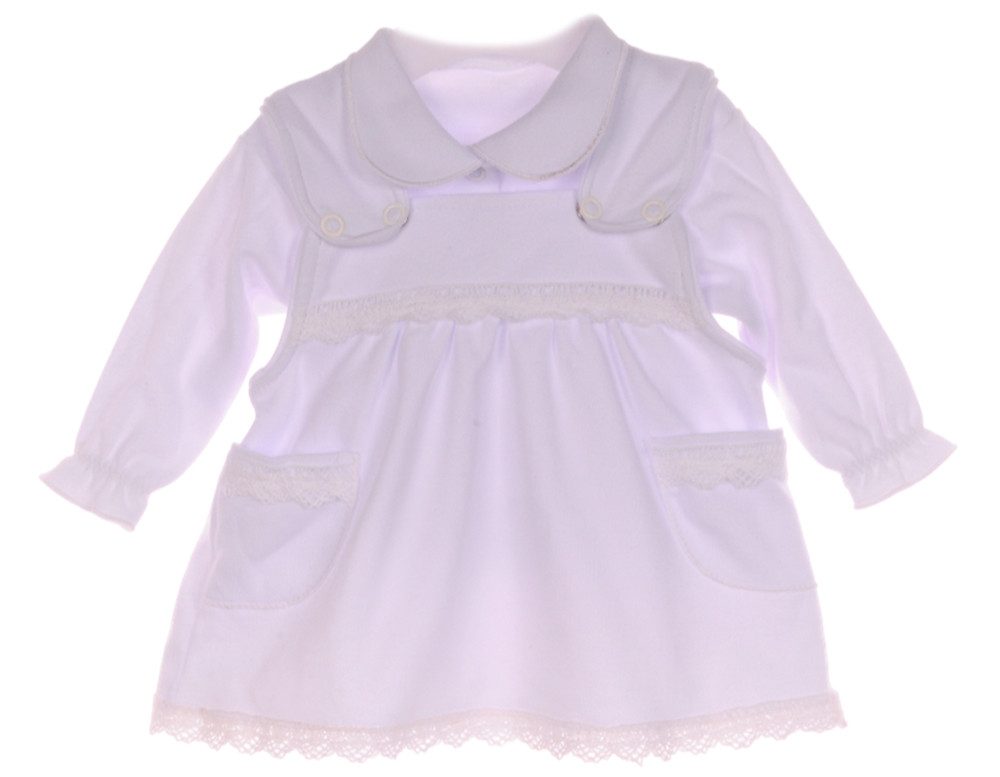 La Bortini Taufkleid Erstlingskleid und Hemdchen Baby Set Trägerrock Kled in Weiß aus reiner Baumwolle, 44 50 56 62 68 74 80 86