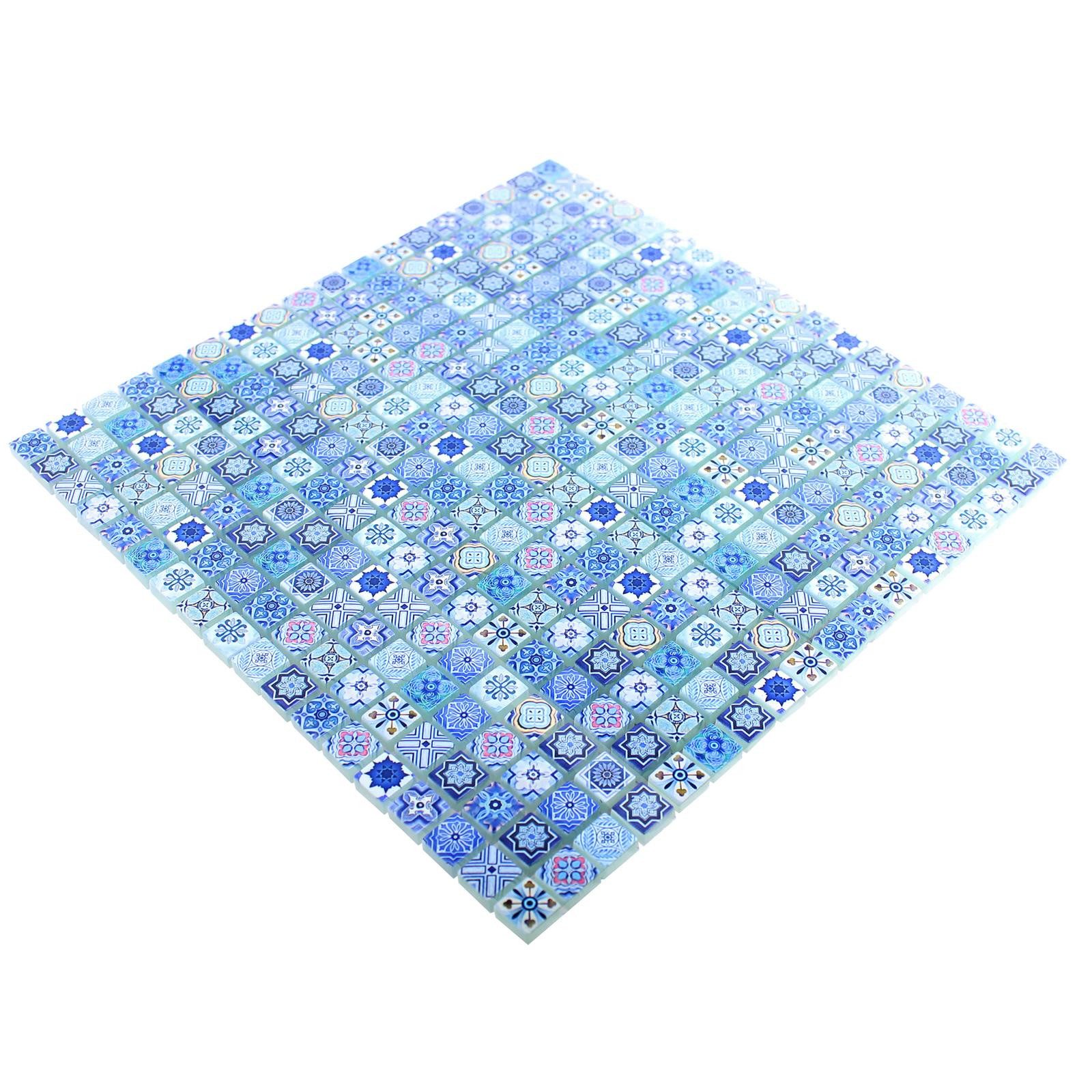Mosafil Mosaikfliesen Glasmosaik Fliesen Marrakech, Glas 30.000x30.000, blau, Wasserfest