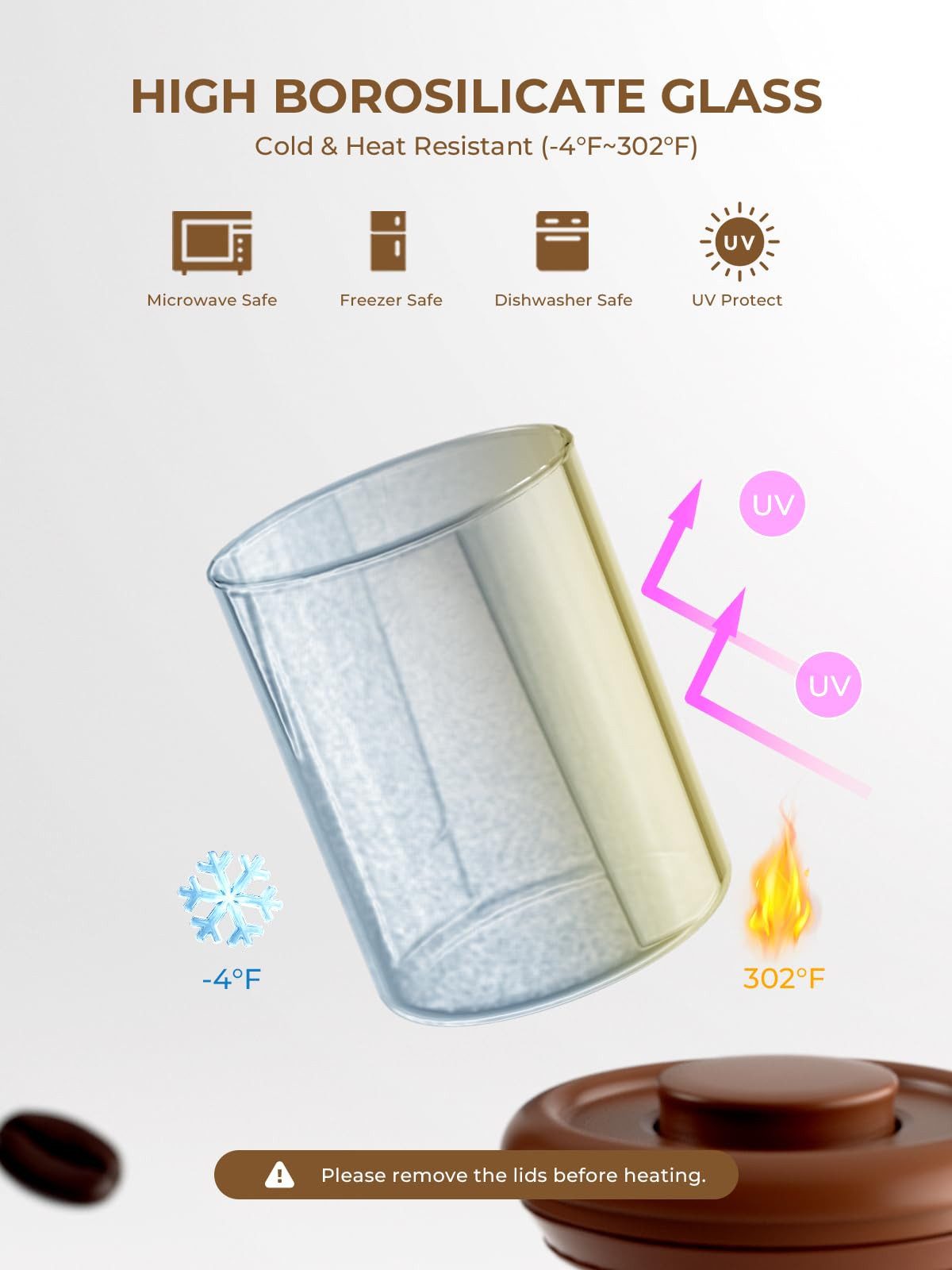 SURFOU Kaffeedose Kaffeedose Glas 900ml Luftdicht mit Ventil für Kaffeebohnen Braun, Glas, (1200 ml Fassungsvermögen, Vorratsdosen mit Deckel Luftdicht, Vorrats – Bild 4 von 5