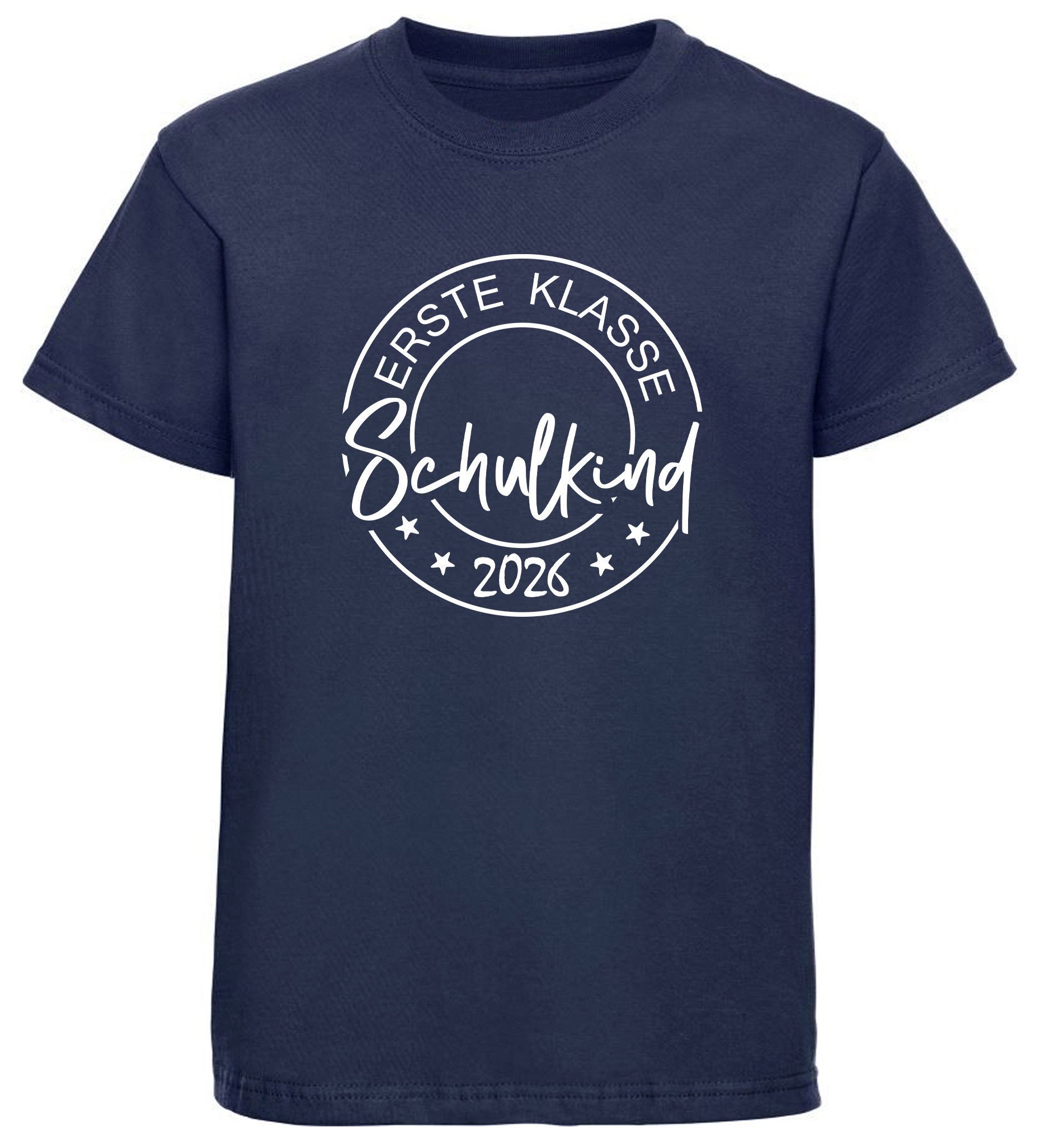 MyDesign24 T-Shirt Kinder Einschulungs T-Shirt Erste Klasse Schulkind navy blau kurzarm Regular Fit print Shirt i806