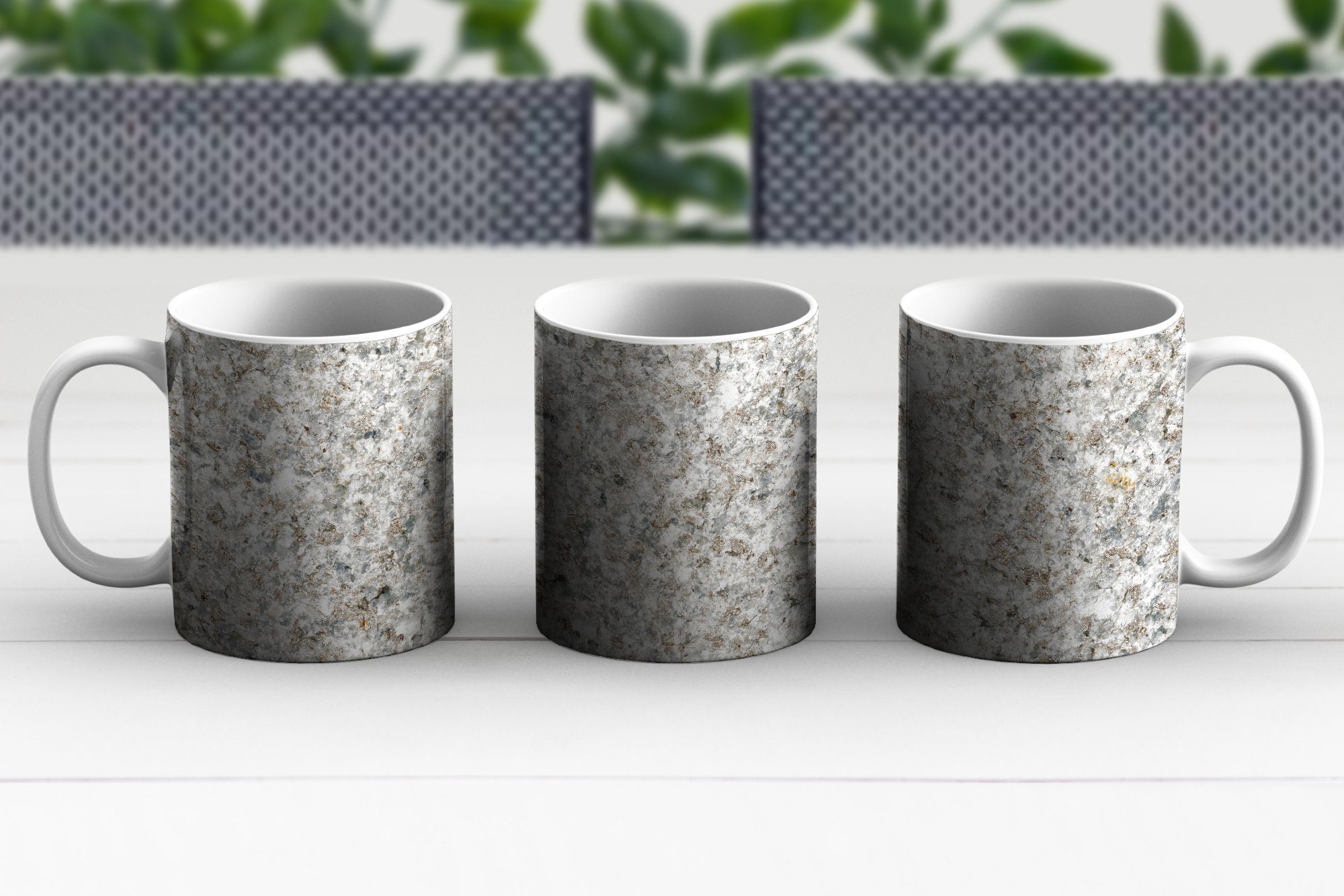 Granit - Becher, Keramik, Geschenk Grau Stein - - Teetasse, Weiß MuchoWow Teetasse, - Kaffeetassen, Tasse Textur,